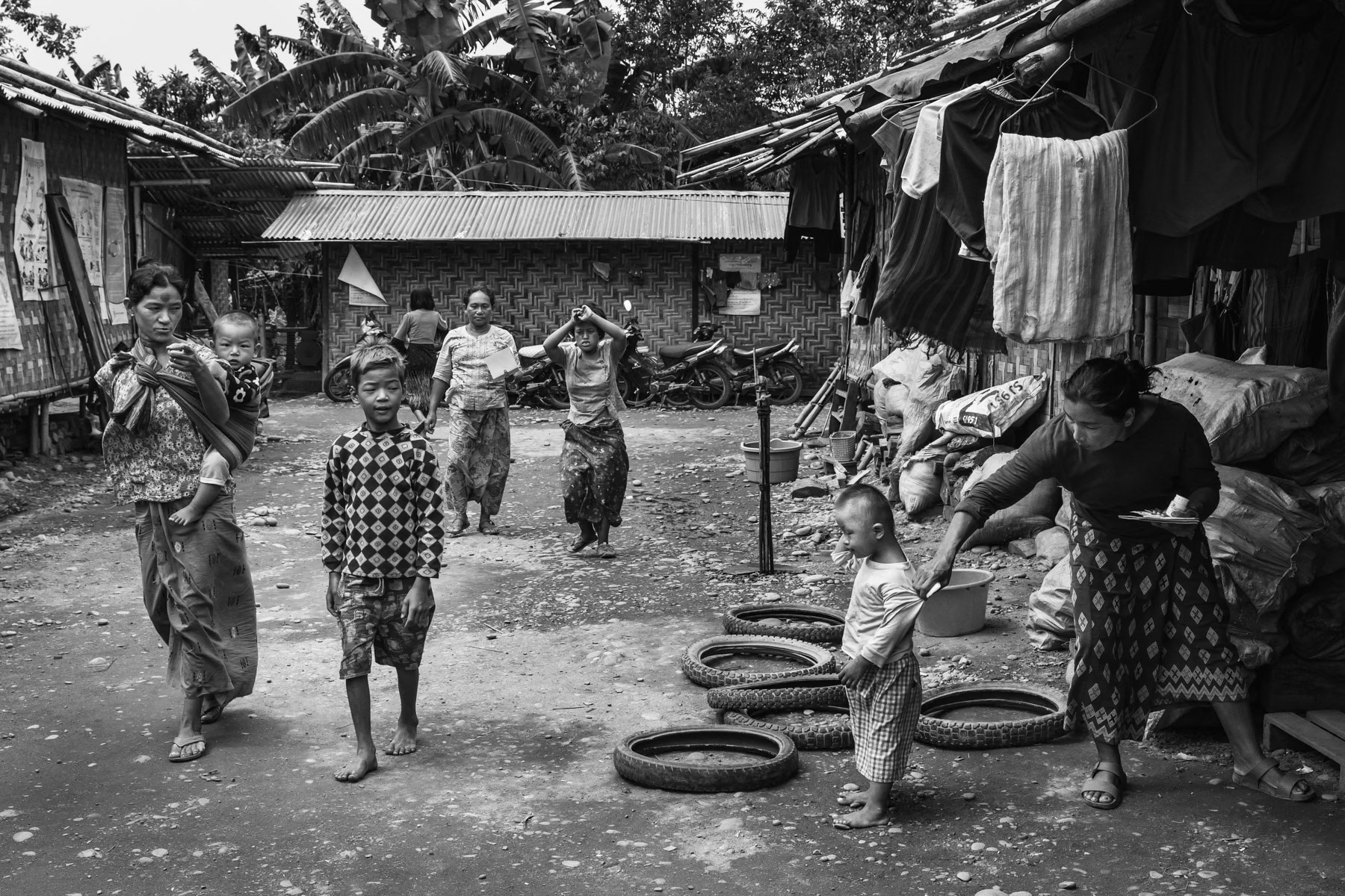 Kachin internal displaced persons living among 300 people on a very small piece of land since 2018. Over 100,000 Kachin are displaced within the Kachin State since the armed conflict resumed in 2011 between the Myanmar military and the Kachin Independence Army (KIA). Waimaw Zone 2 IDP camp, in government controlled territory, Myanmar, September 2019