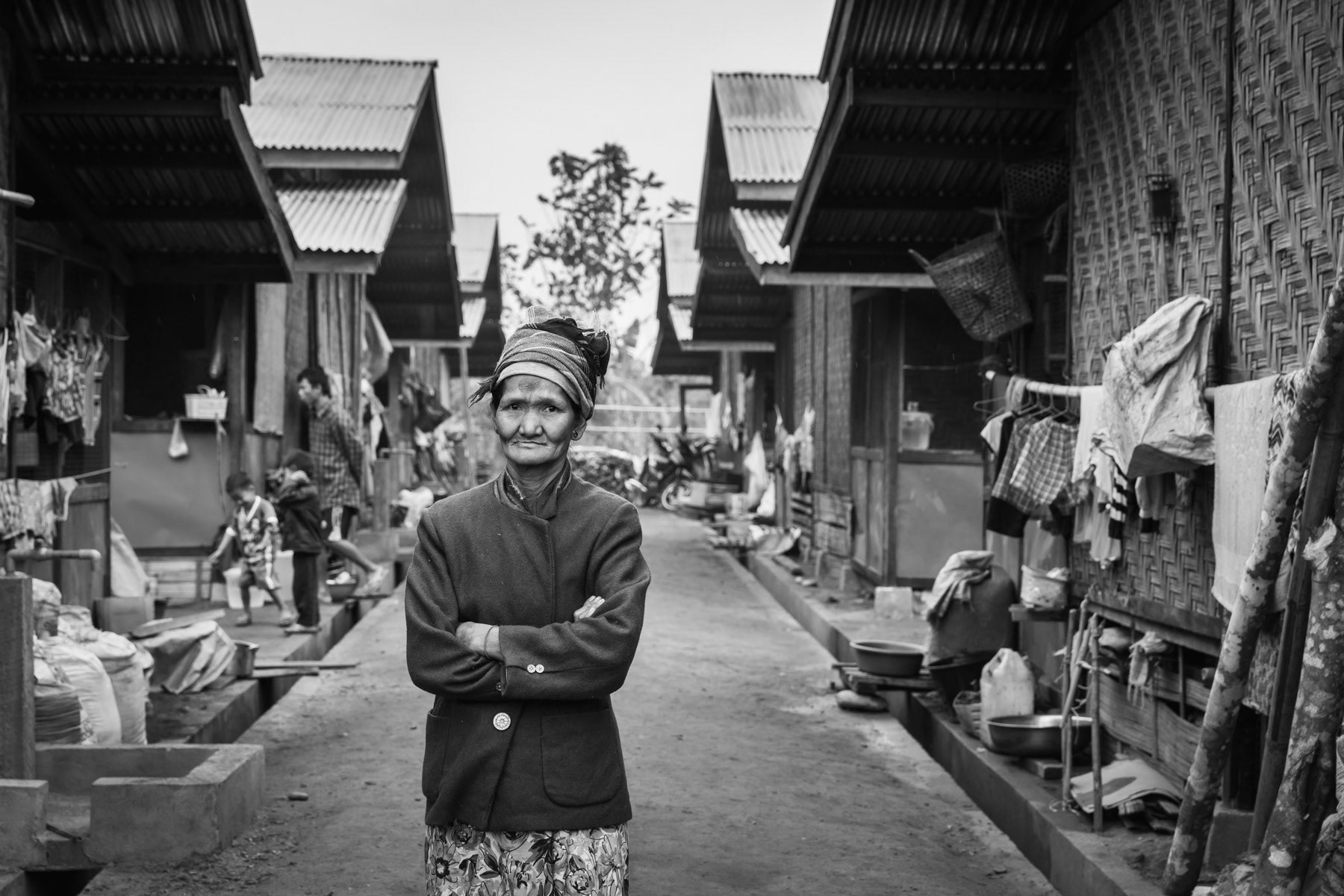 A Kachin elderly person displaced since 2011 by conflict in Kachin State. Trinity IDP camp, Myitkyina, Myanmar, February 2019