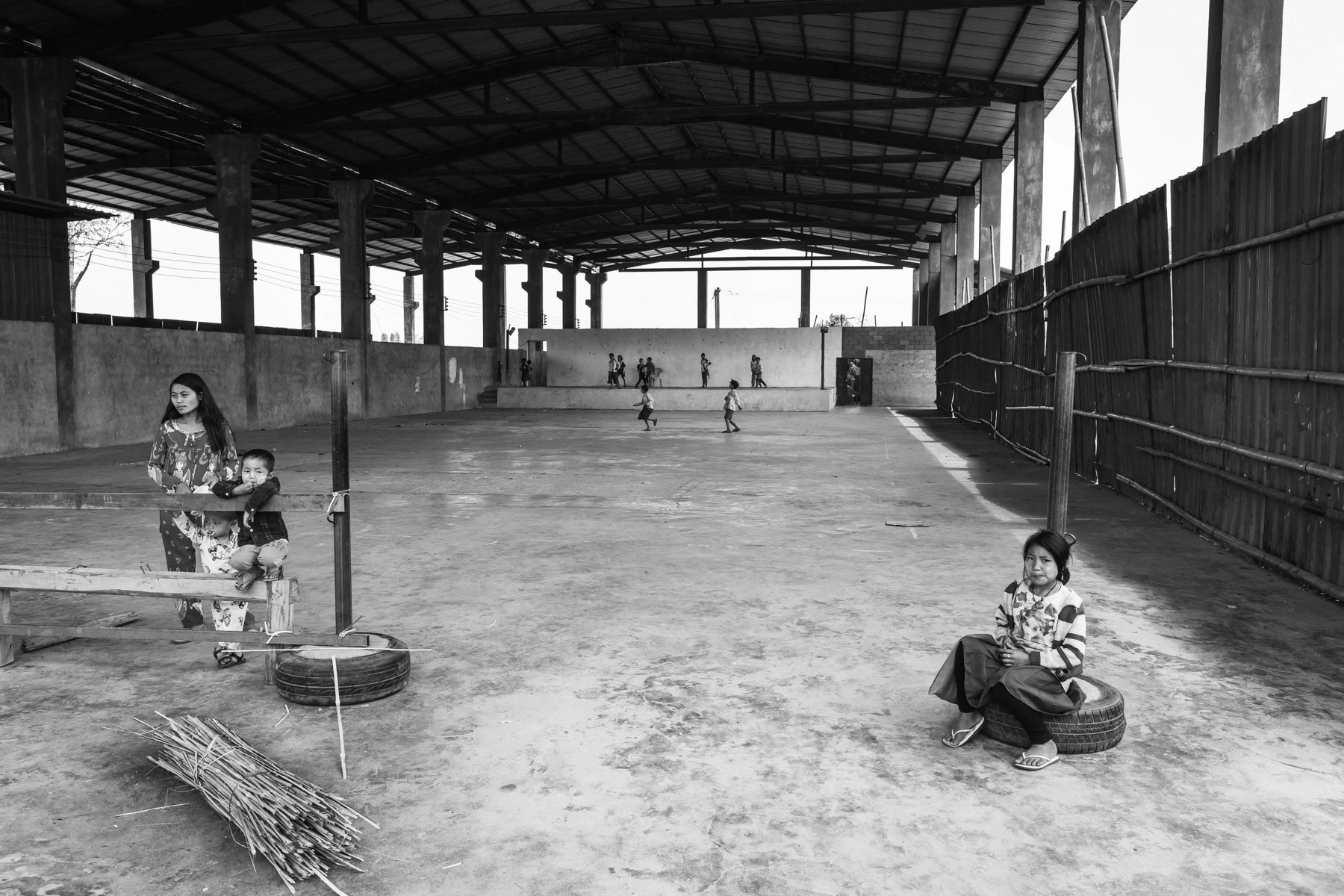 Event space in Pa Kahtawang IDP camp, Mai Ja Yang in KIA controlled territory in Kachin, Myanmar, April 2019