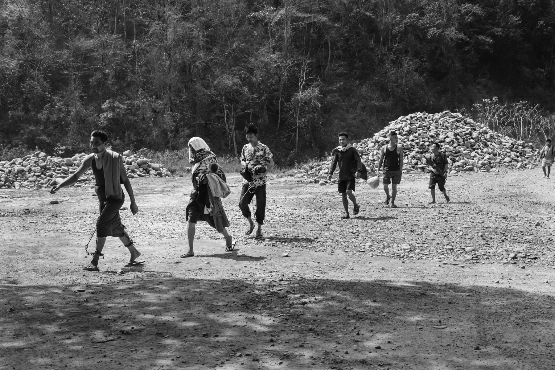 Prisoners of war (POW) captured during recent operations in Chin State. Contrary to the Myanmar military that executes prisoners the Chin National Army provides them shelter and food and follows the Geneva conventions related to POW. Camp Victoria, Chin State, Myanmar, April 2024