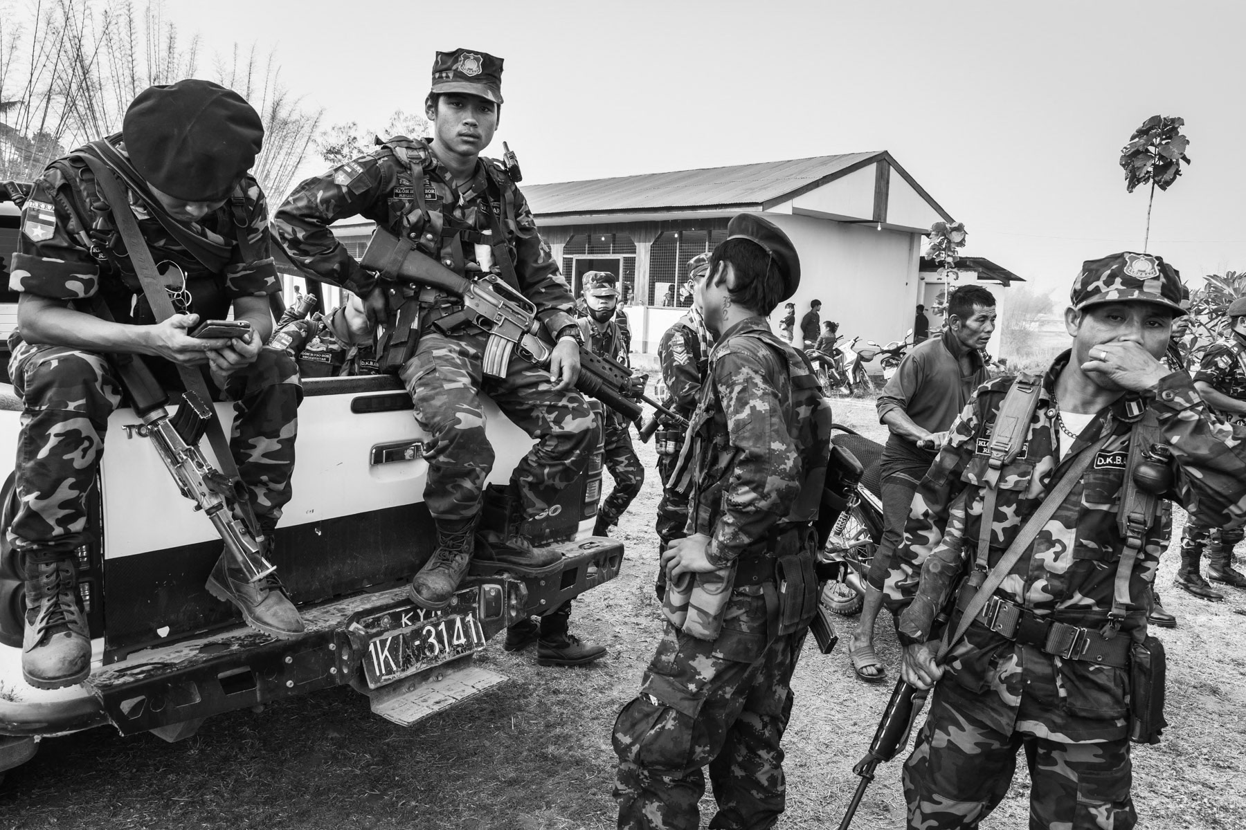 Karen soldiers of the DKBA armed group. Kayin State, Myanmar, March 2019