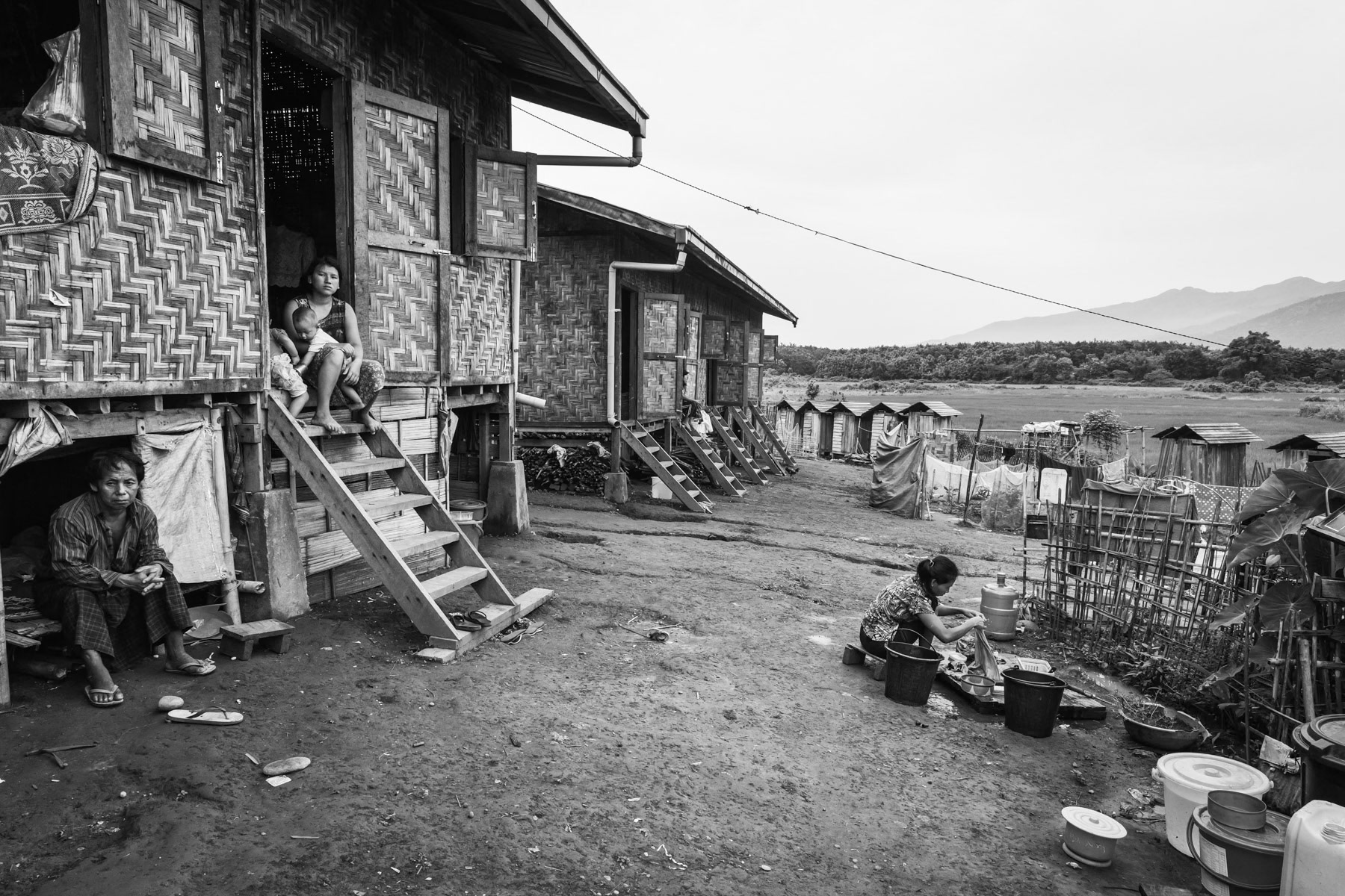 Kachin IDPs in St-Joseph IDP camp in the outskirts of Myitkyina. Over 100,000 Kachin are still displaced within Kachin State since the armed conflict resumed in 2011 between the Myanmar military and the Kachin Independence Army (KIA). Myitkyina township in government controlled territory, Myanmar, September 2019
