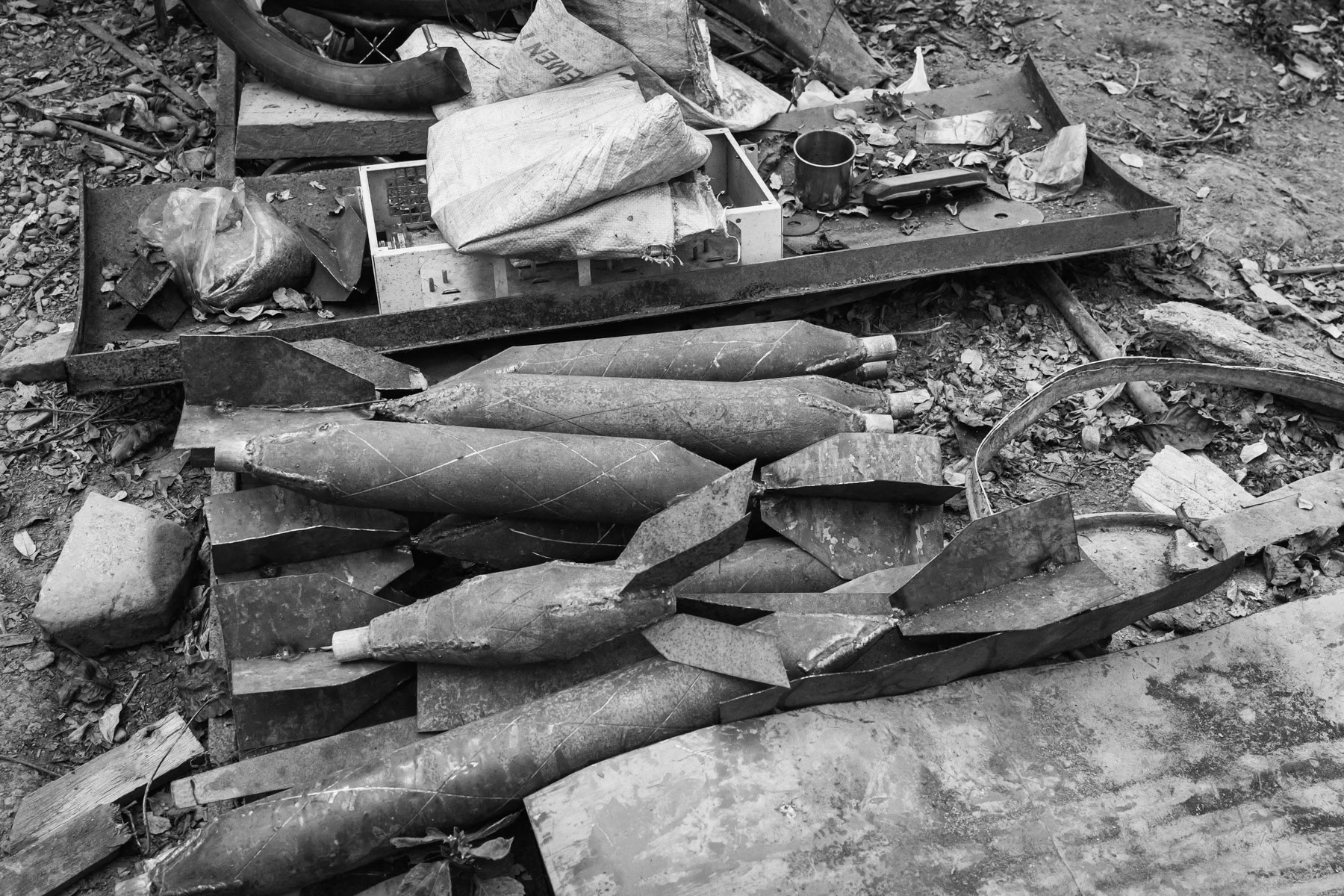 Self-made shells for artisanal weaponary. Weaponary workshop in an undisclosed location in Chin State, Burma, November 2022