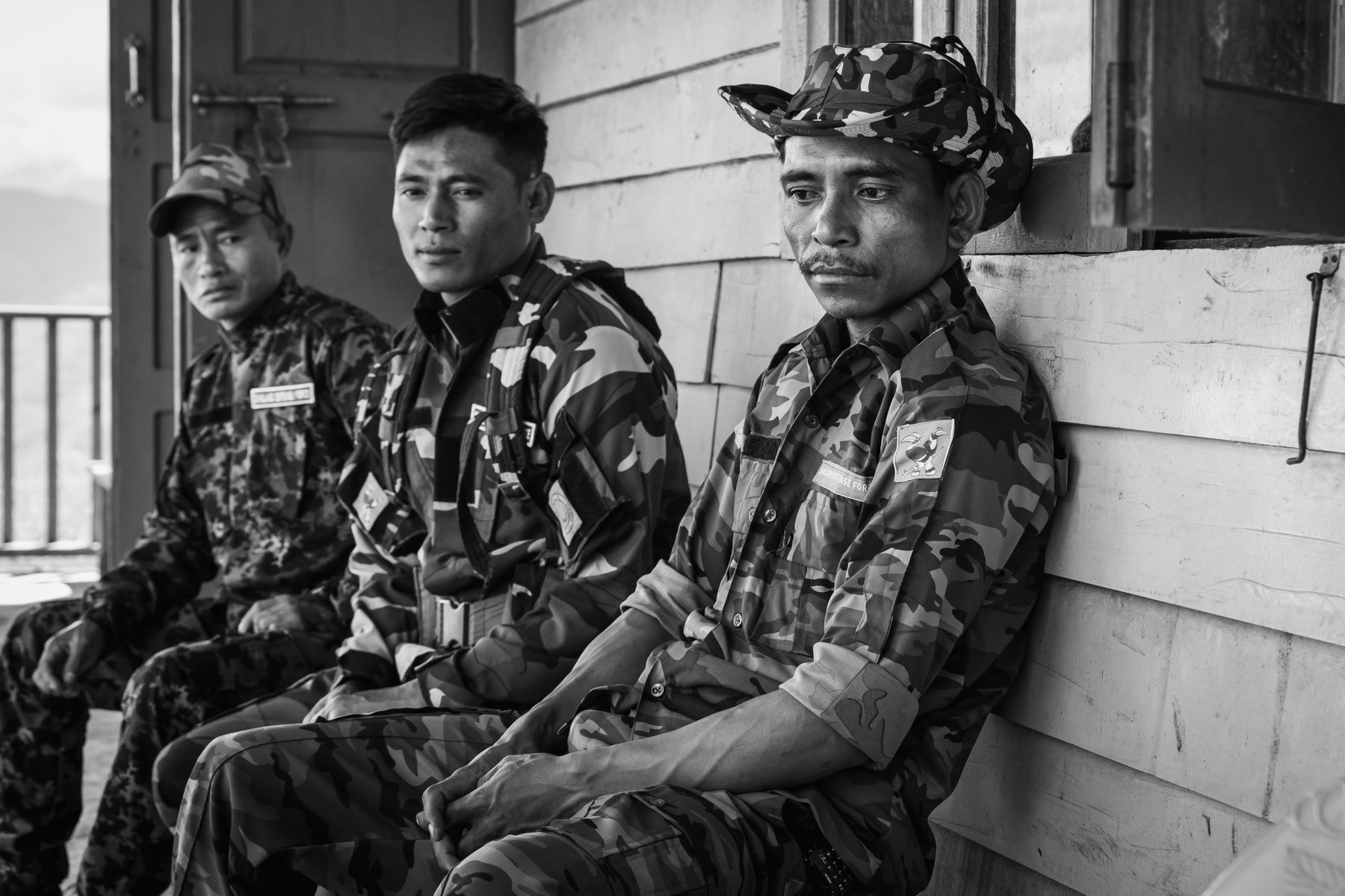 Combattants of the Chin Defence Forces (CDF) in their base. Since the military coup in Myanmar, people have taken up arms throughout the country to resist and defend themselves against atrocities committed by Tatmadaw, the Myanmar military who supressed civilian rule in February 2021. Chin State, Myanmar, September 2022