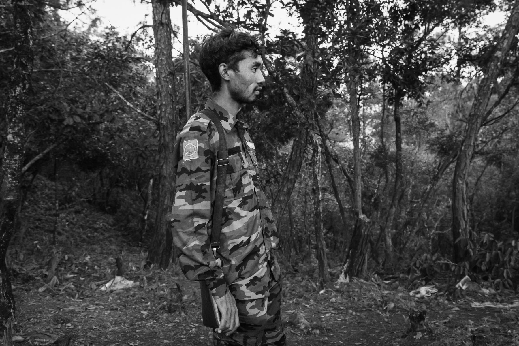 Chin combattant part of the Chin Defence Force in a mountain hide-out in an undisclosed area in Lautu. Chin State, Myanmar, September 2022