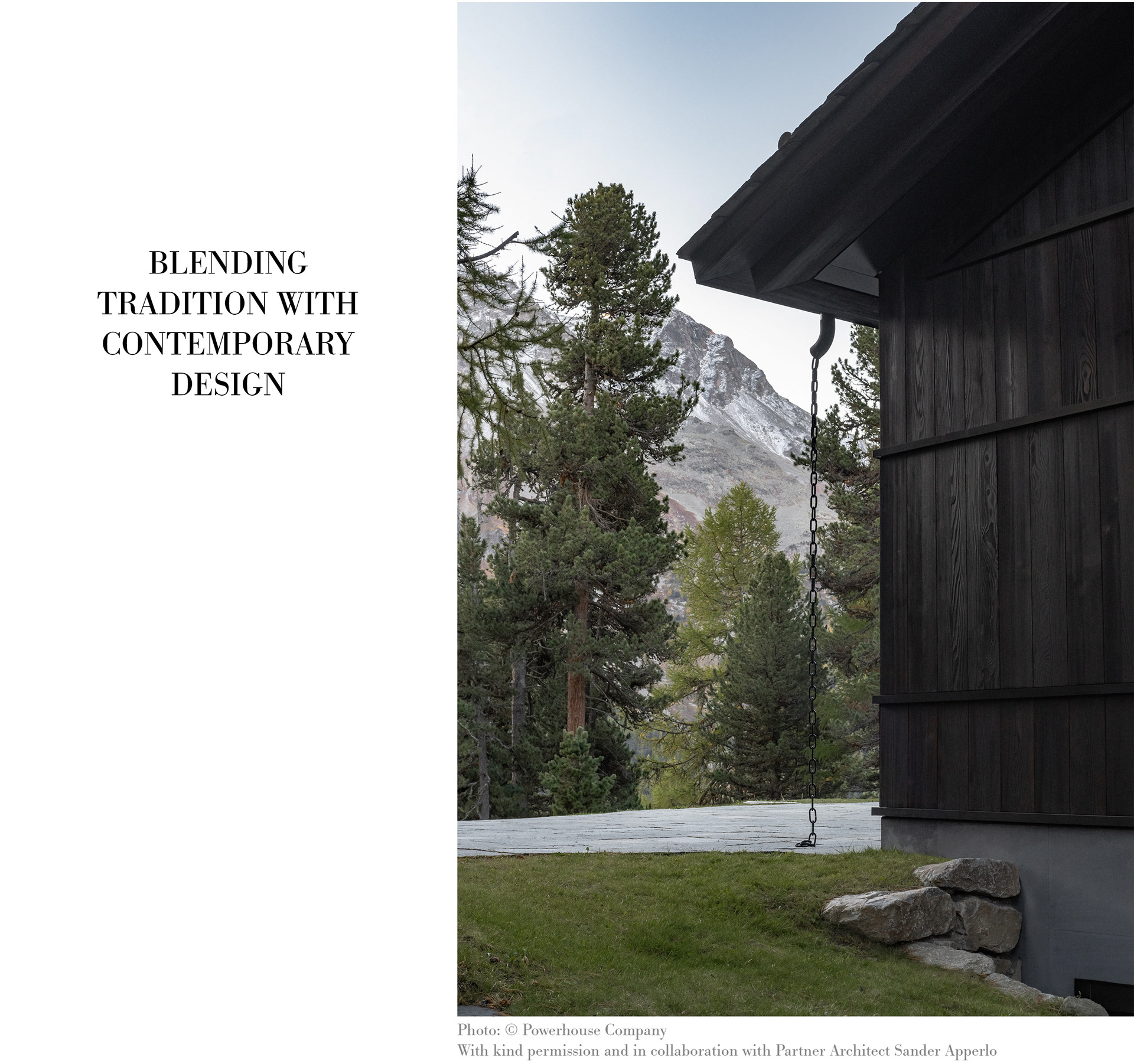 Exterior view of a luxury chalet in Suvretta, highlighting the sophisticated architecture and alpine setting.