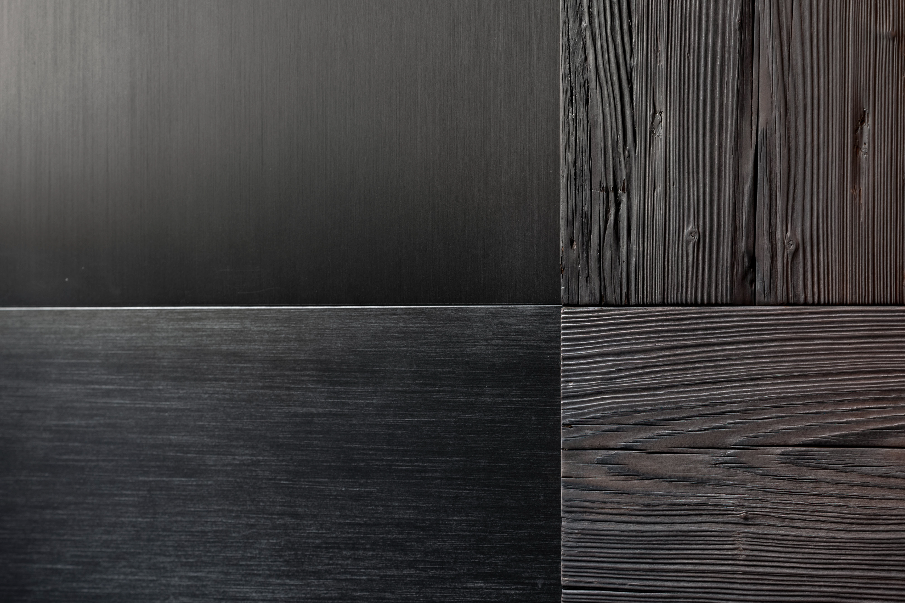 Close-up of the combination of wood and steel, designed to enhance the environment with contrasting materials.