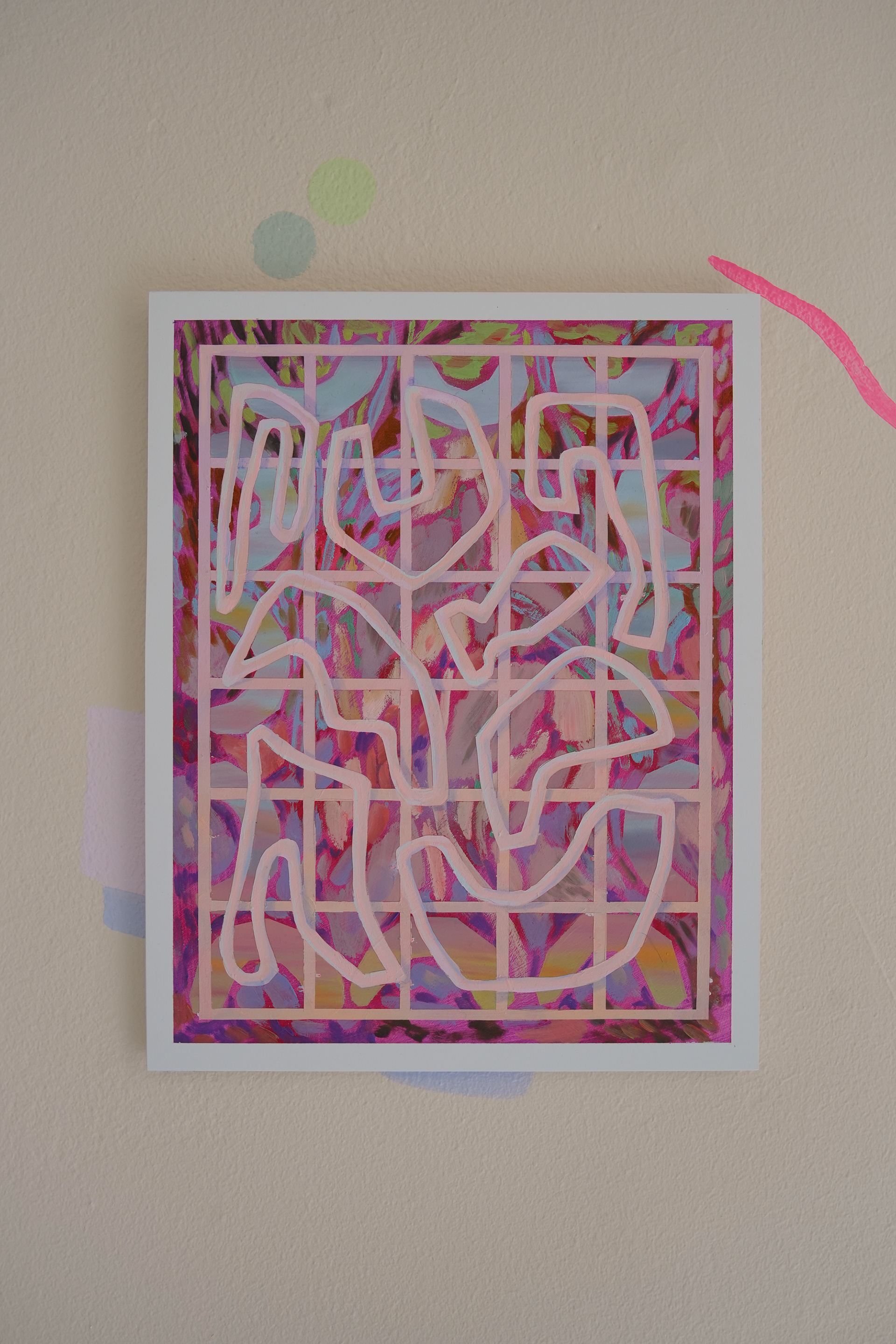 Chrystal Fisher, Garden gate (pink), 2023, oil on paper, 35.5 x 28 cm