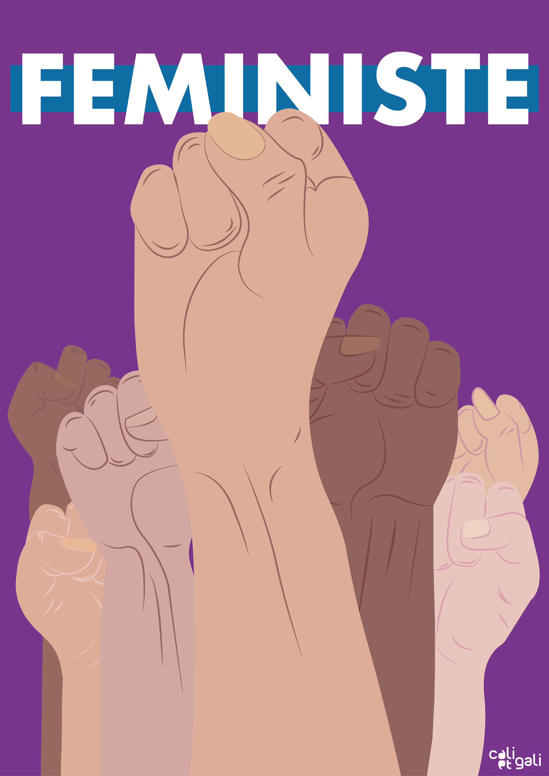 Affiche féministe poings en l'air