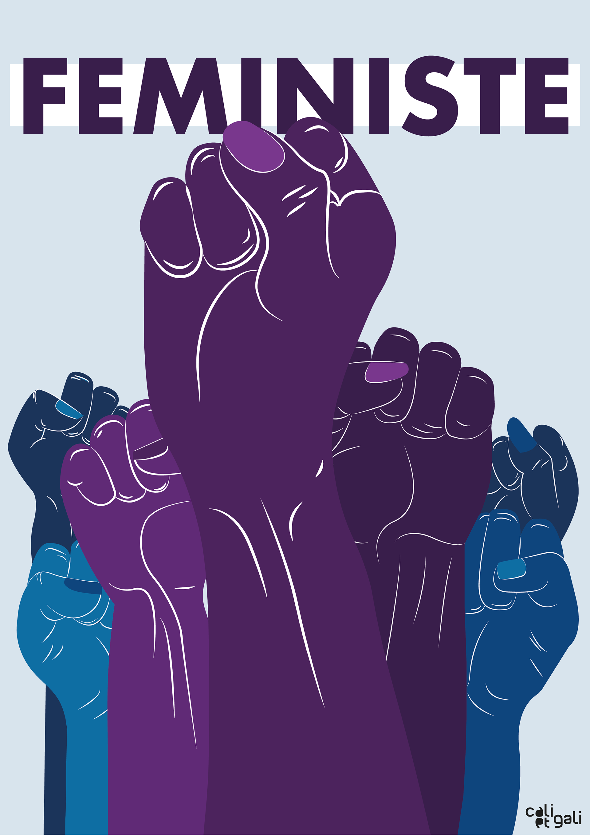 Affiche féministe poings en l'air