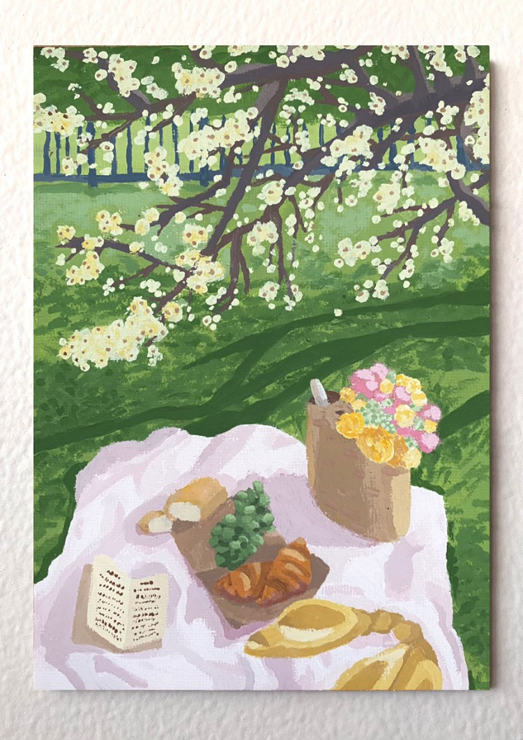 outdoor picnic (acrylic on canvas, March 2024)