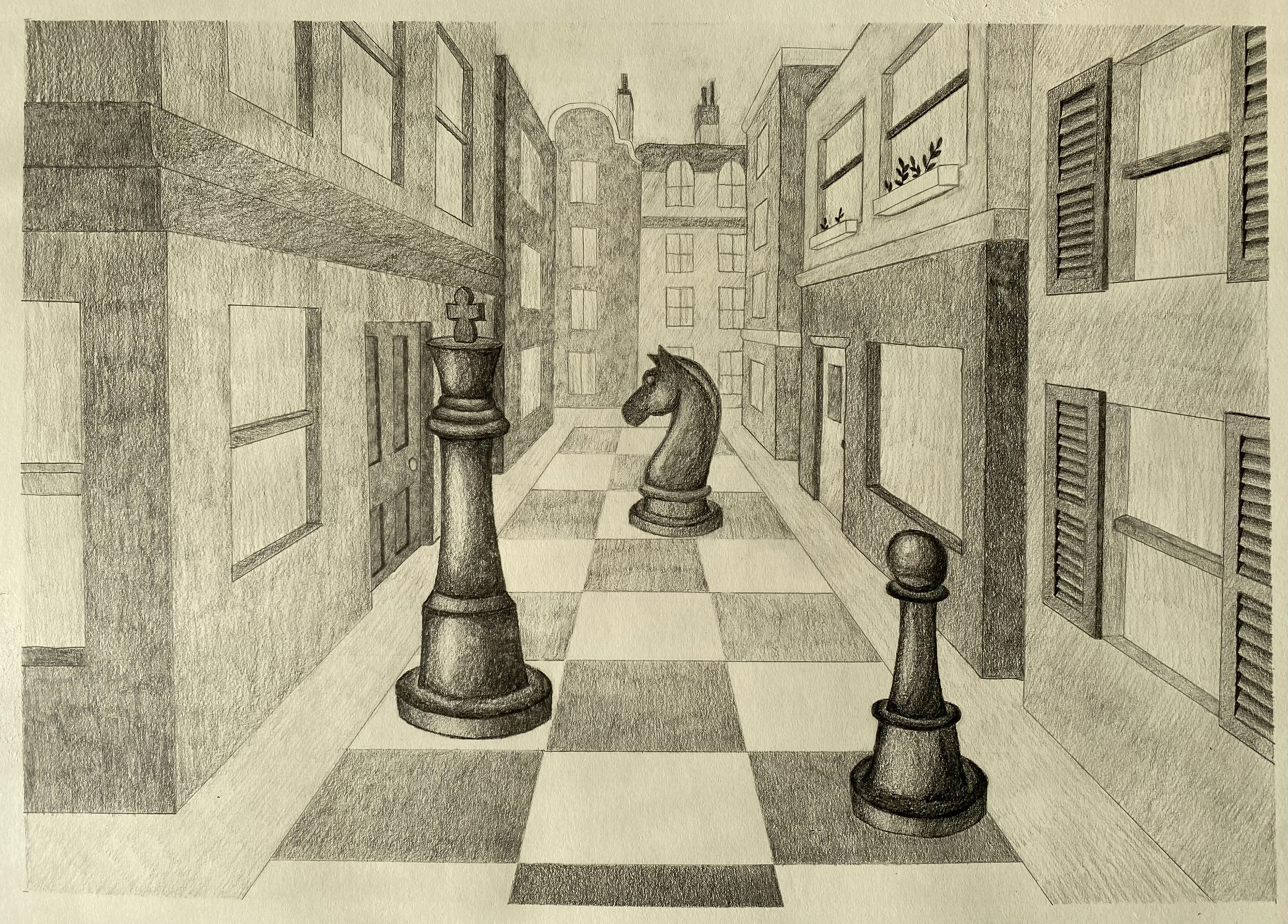 Chess Street (graphite, April 2023)