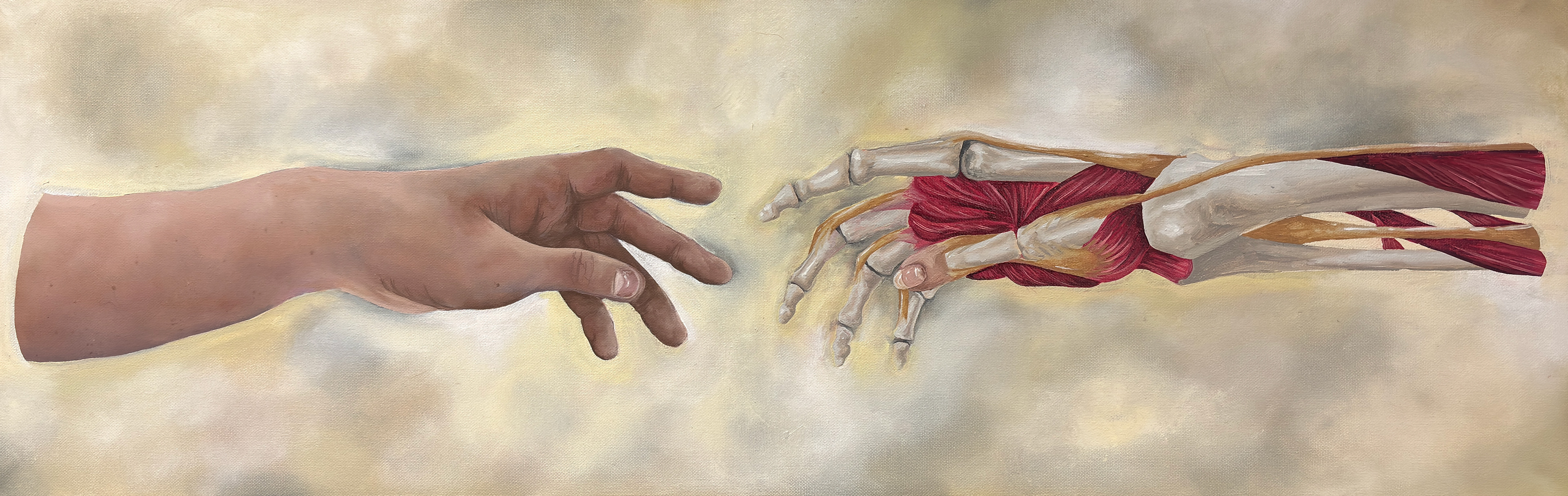 "Internal Reaching" 12in x 36in oil painting