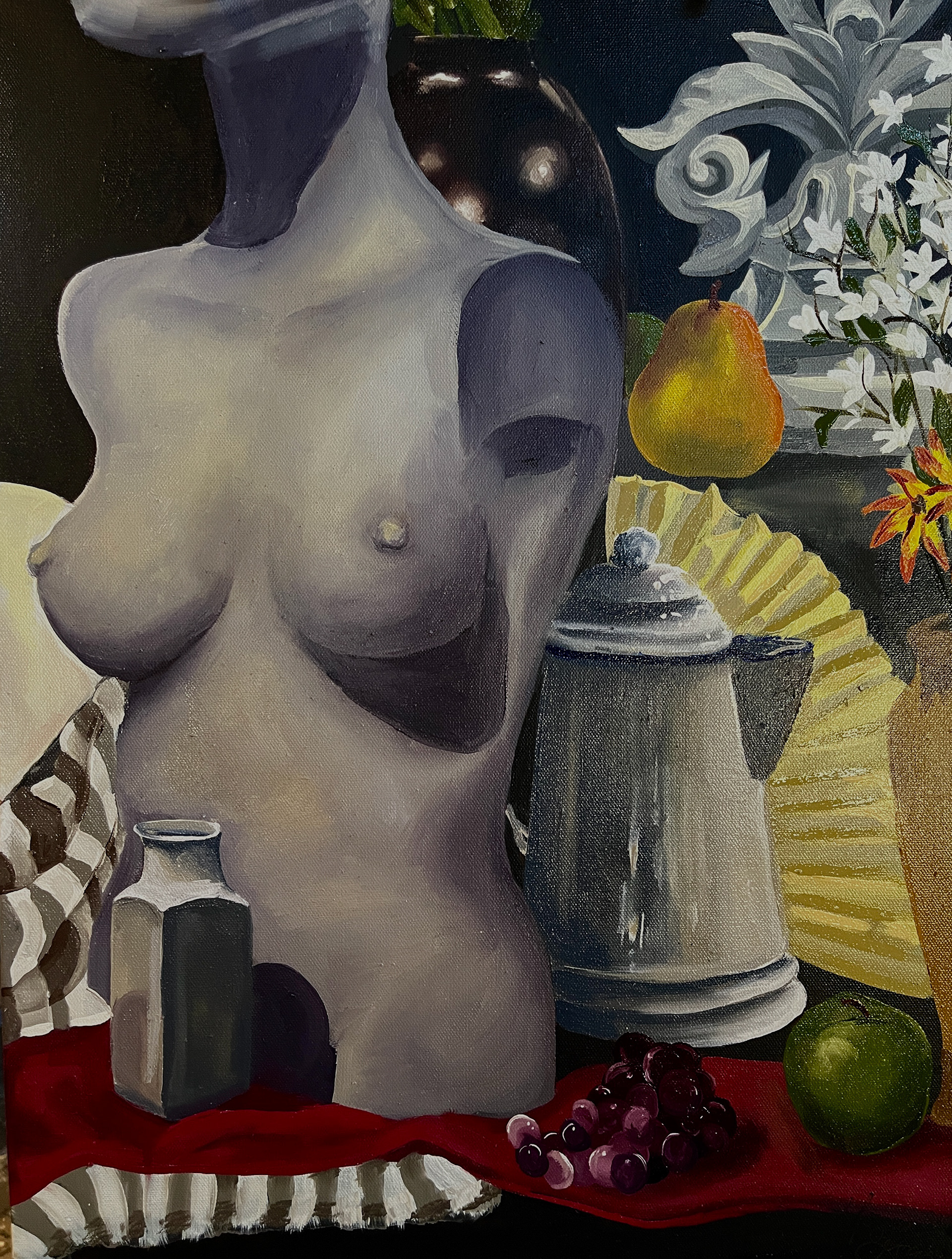 "Models and Bottles" 18in x 24in oil painting