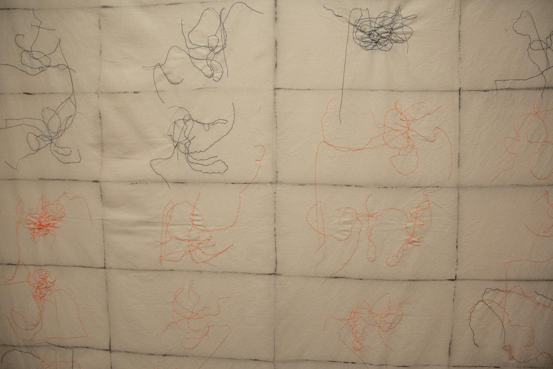 Itajime shibori dyed wall hanging. 