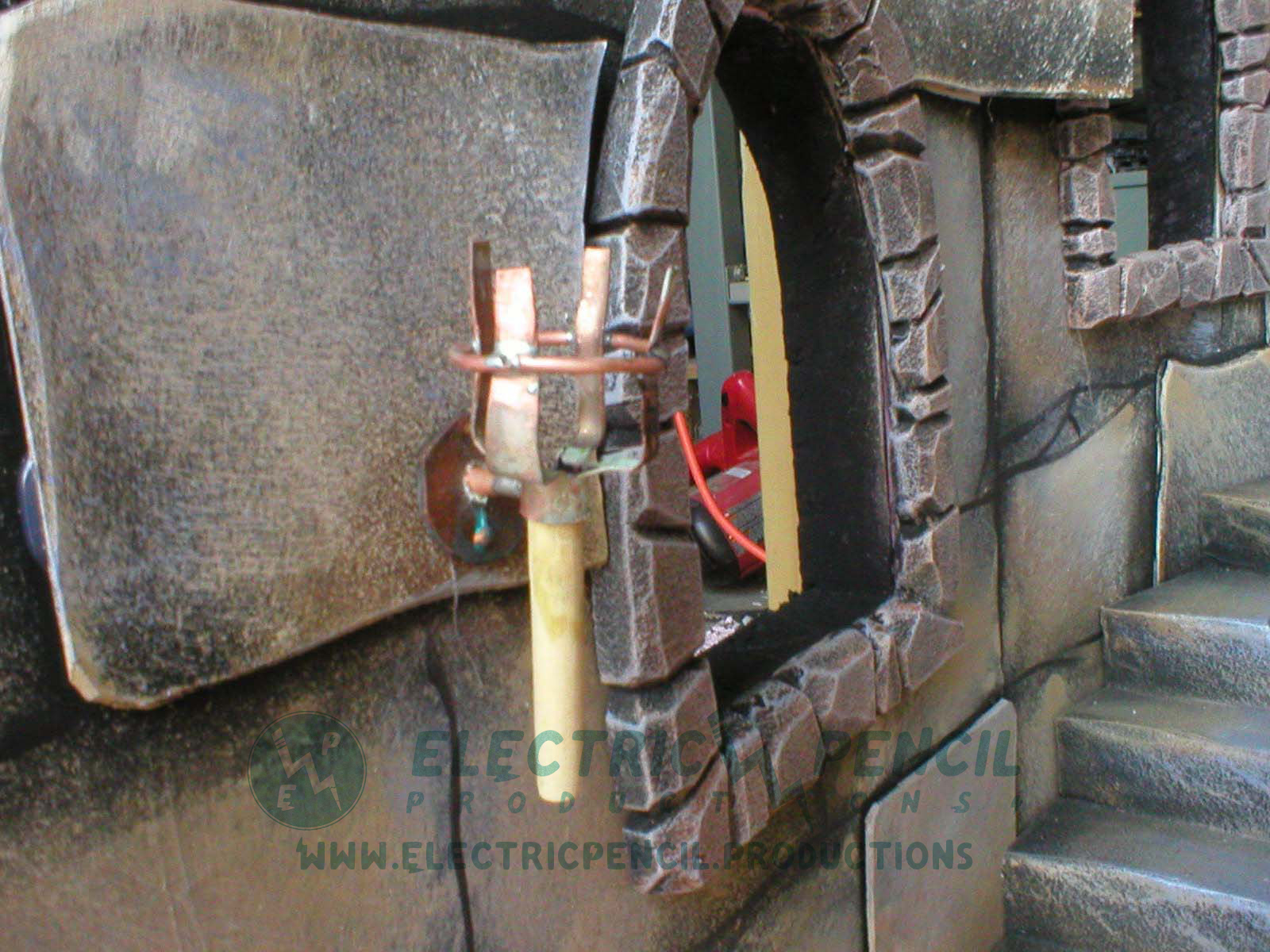 Castle set detail. Torch was built by Ted Heeley.