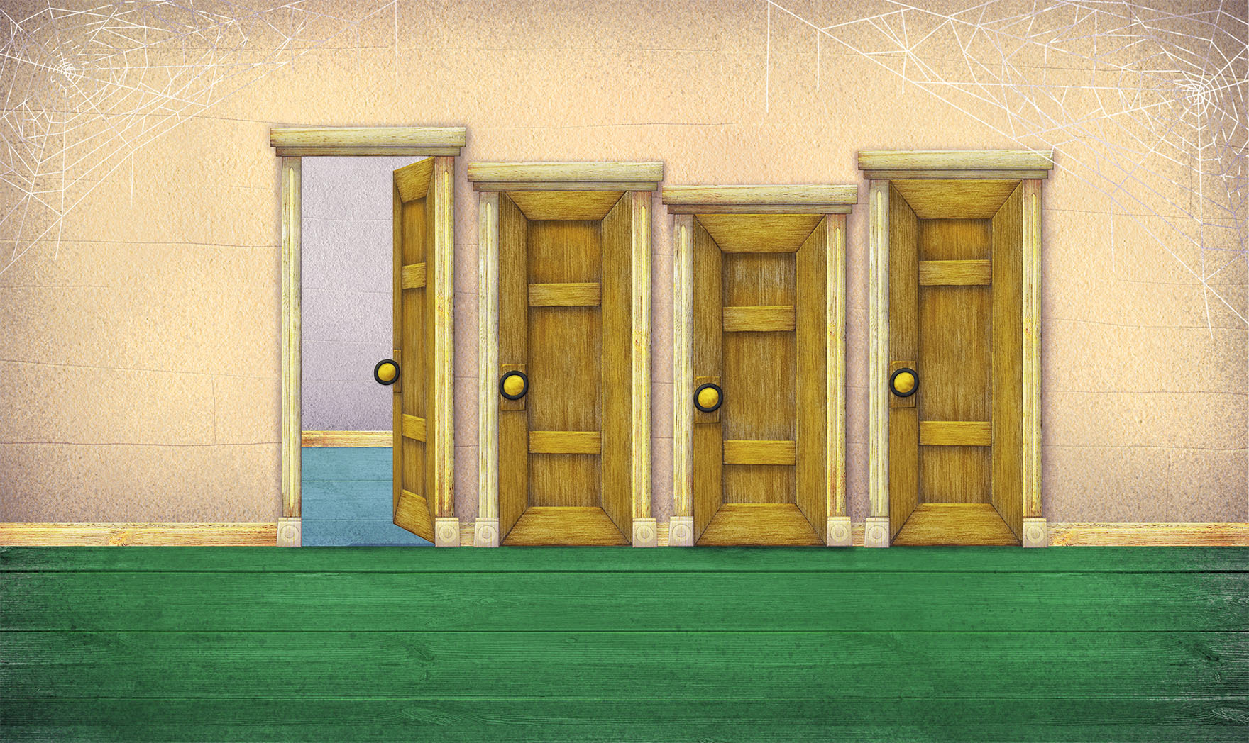 Another room in the haunted house. Vector shapes, photo textures, hand painted shading.