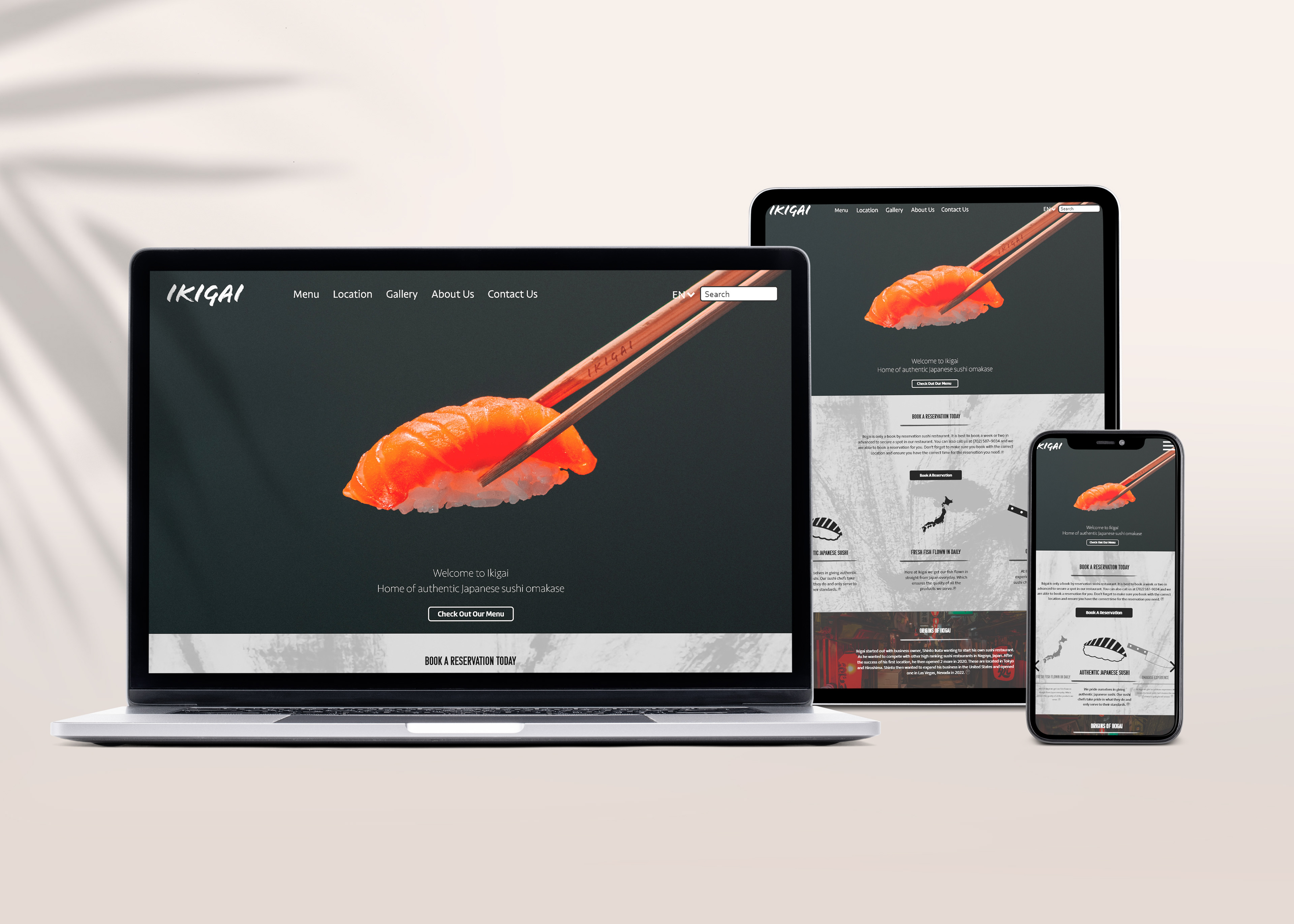 Landing Page On Laptop, Tablet and Phone W/ English