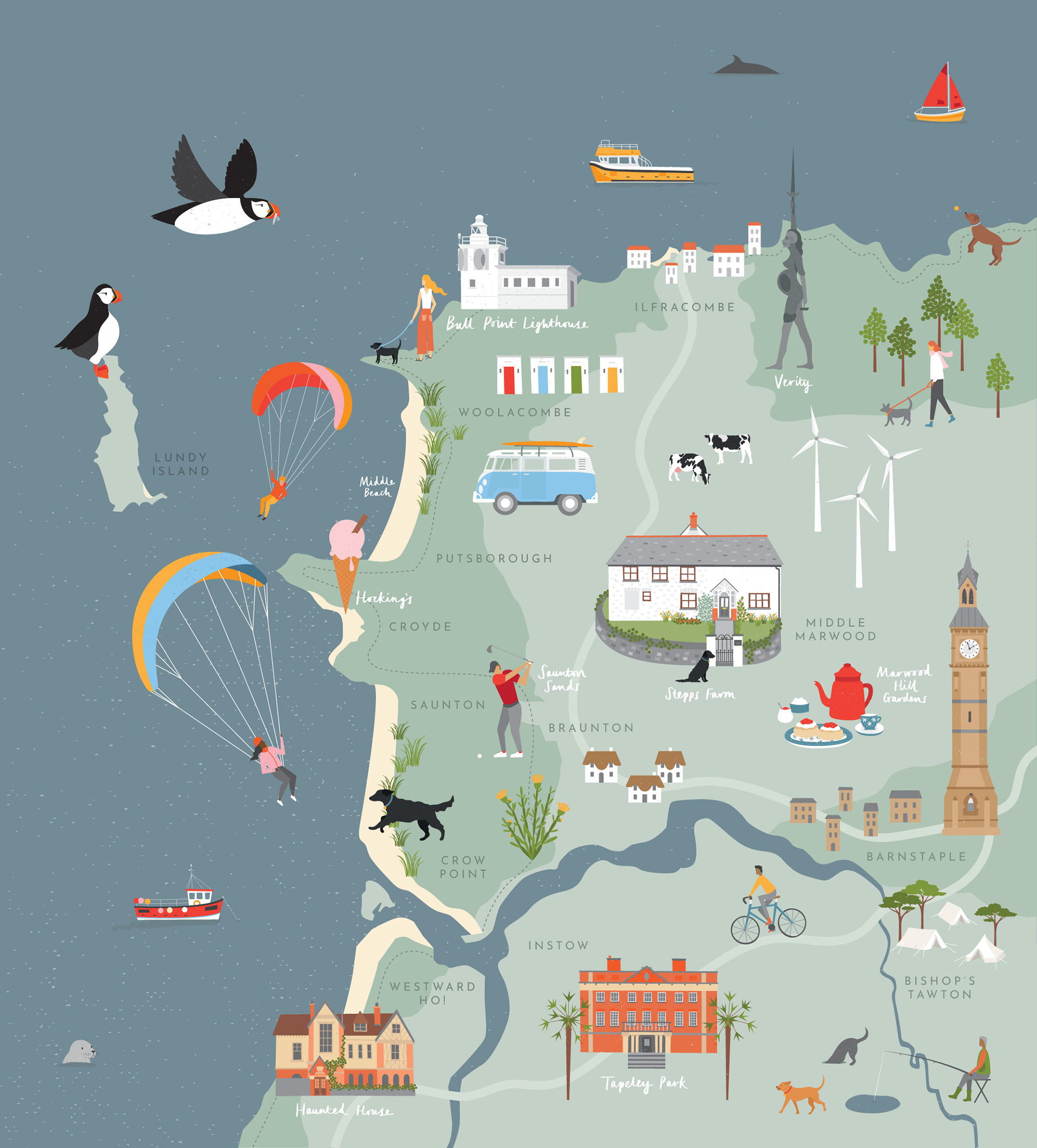 Map Of North Devon by Kate Snell