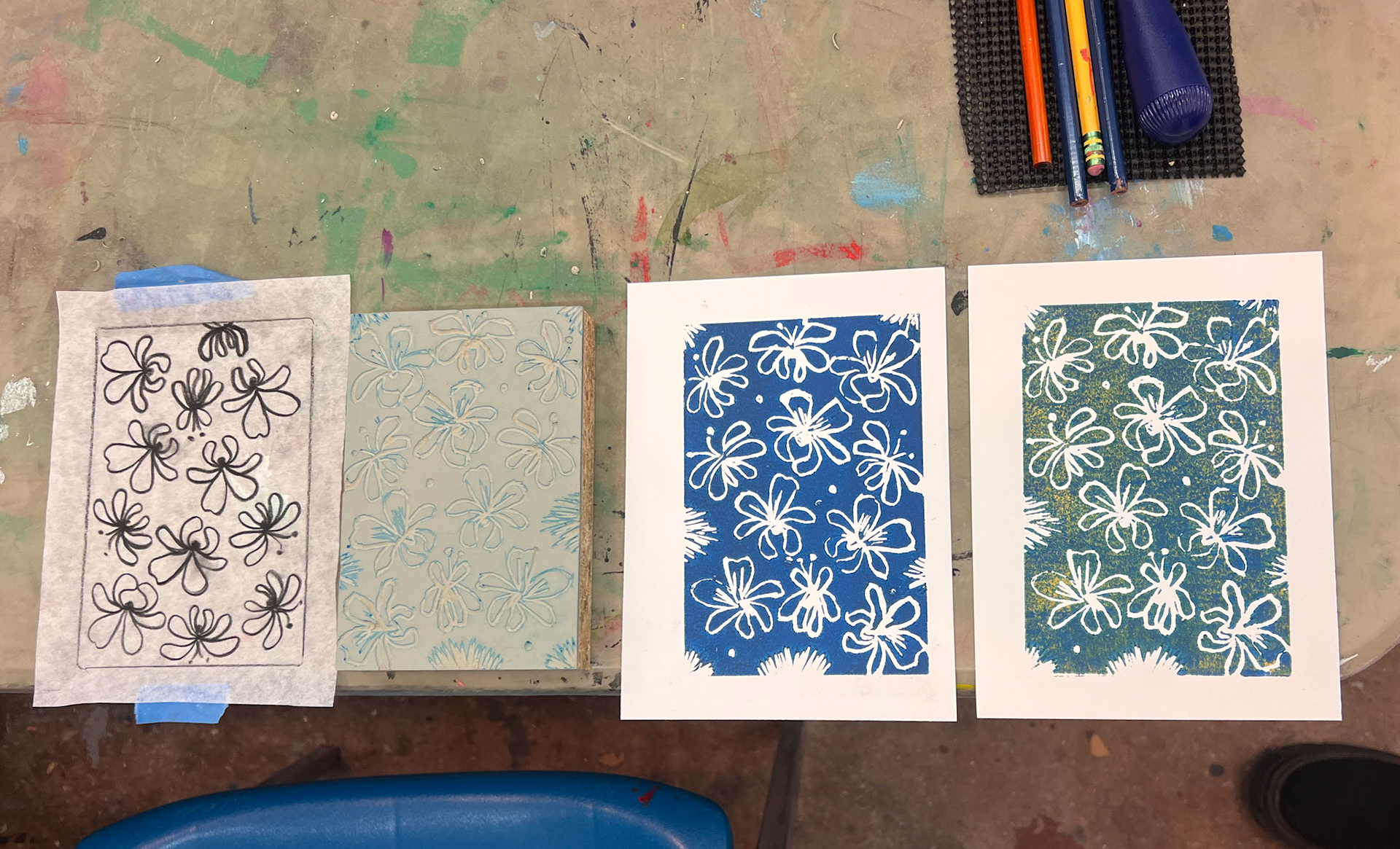 5"x7" Greeting Card Block Print 