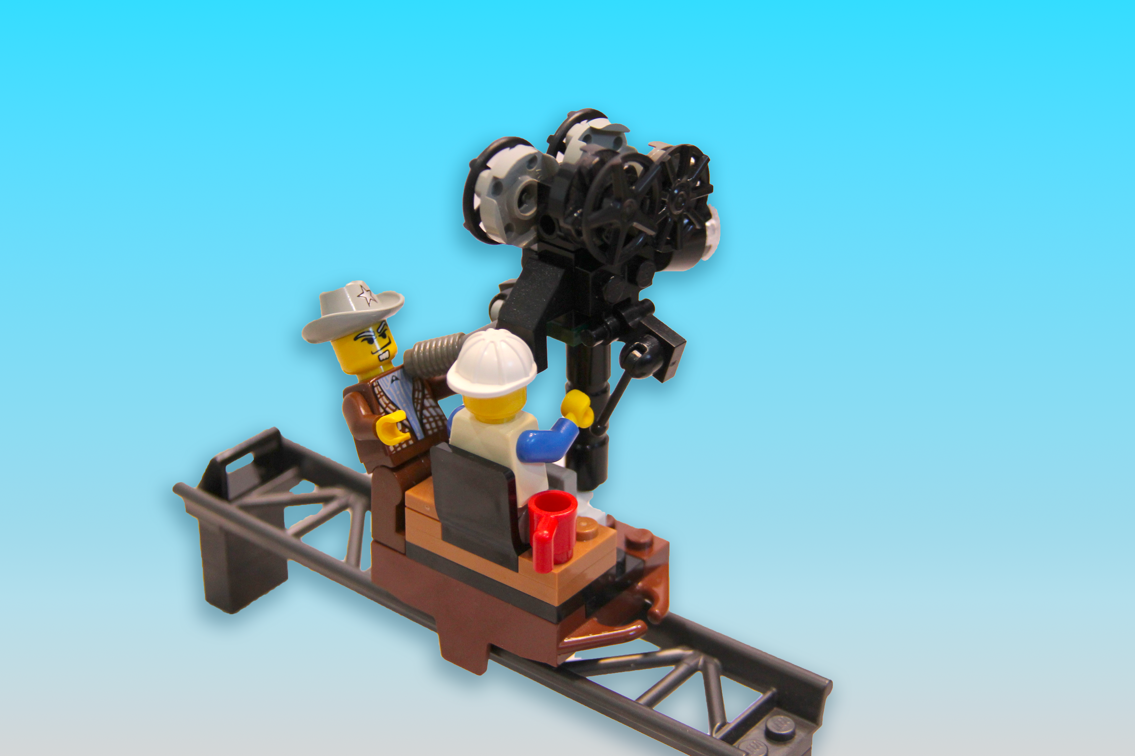 Camera Rig on a Dolly Track – Get those smooth cinematic shots with your dedicated cinematographer and director mini-figs! 🎥
