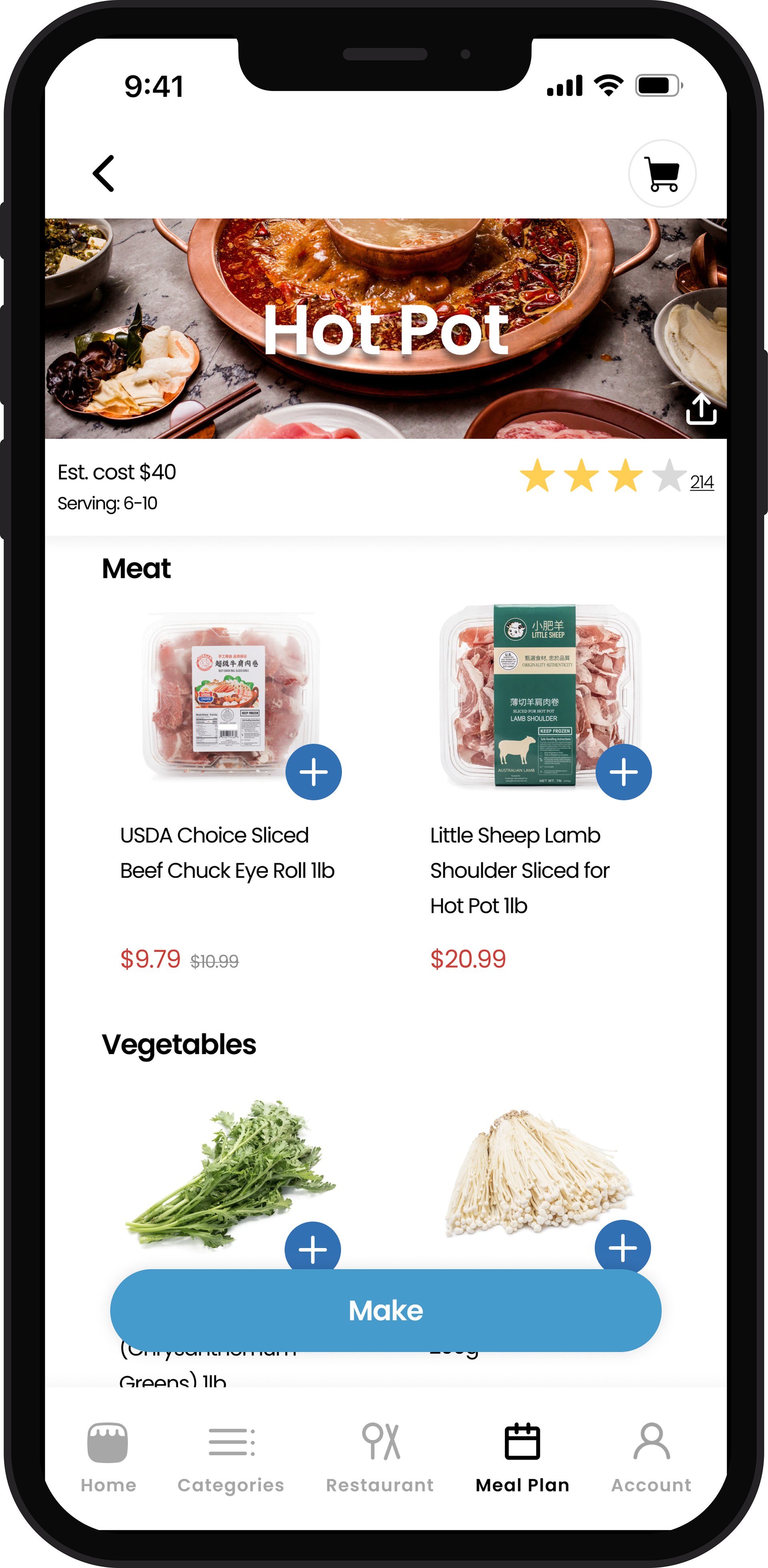meal plan detail page
