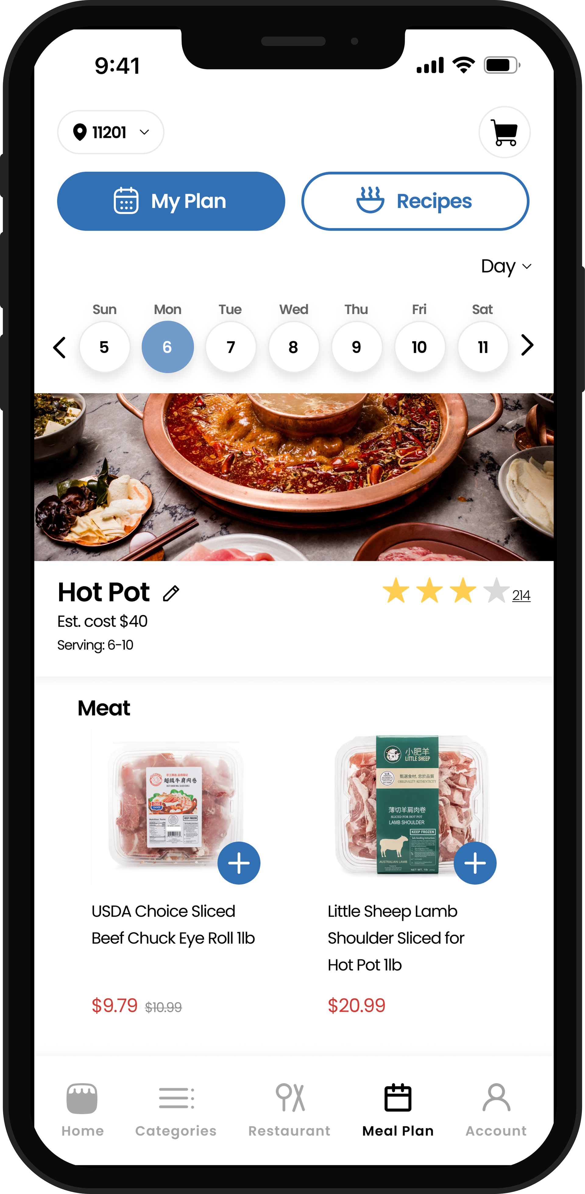 personal meal plan detail page