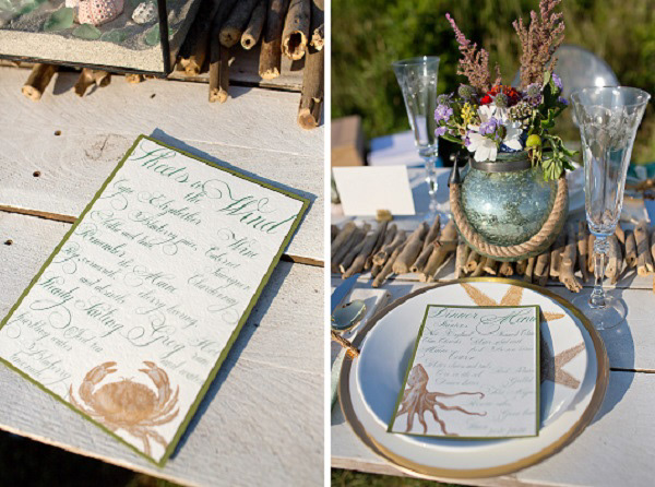 Bar menu and dinner menu photos from WellWed magazine.