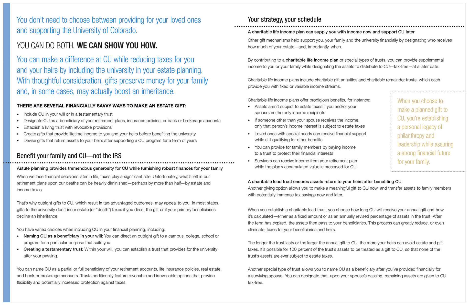 Interior layout of estate planning guide brochure.