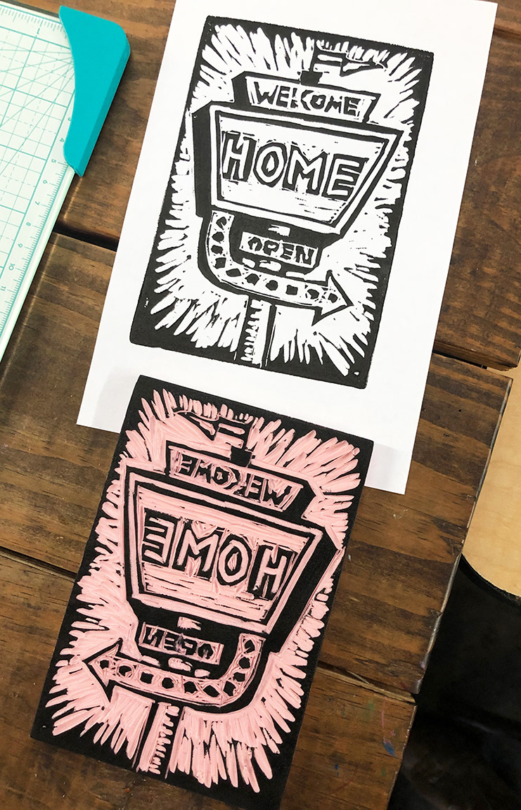 Block and print.
