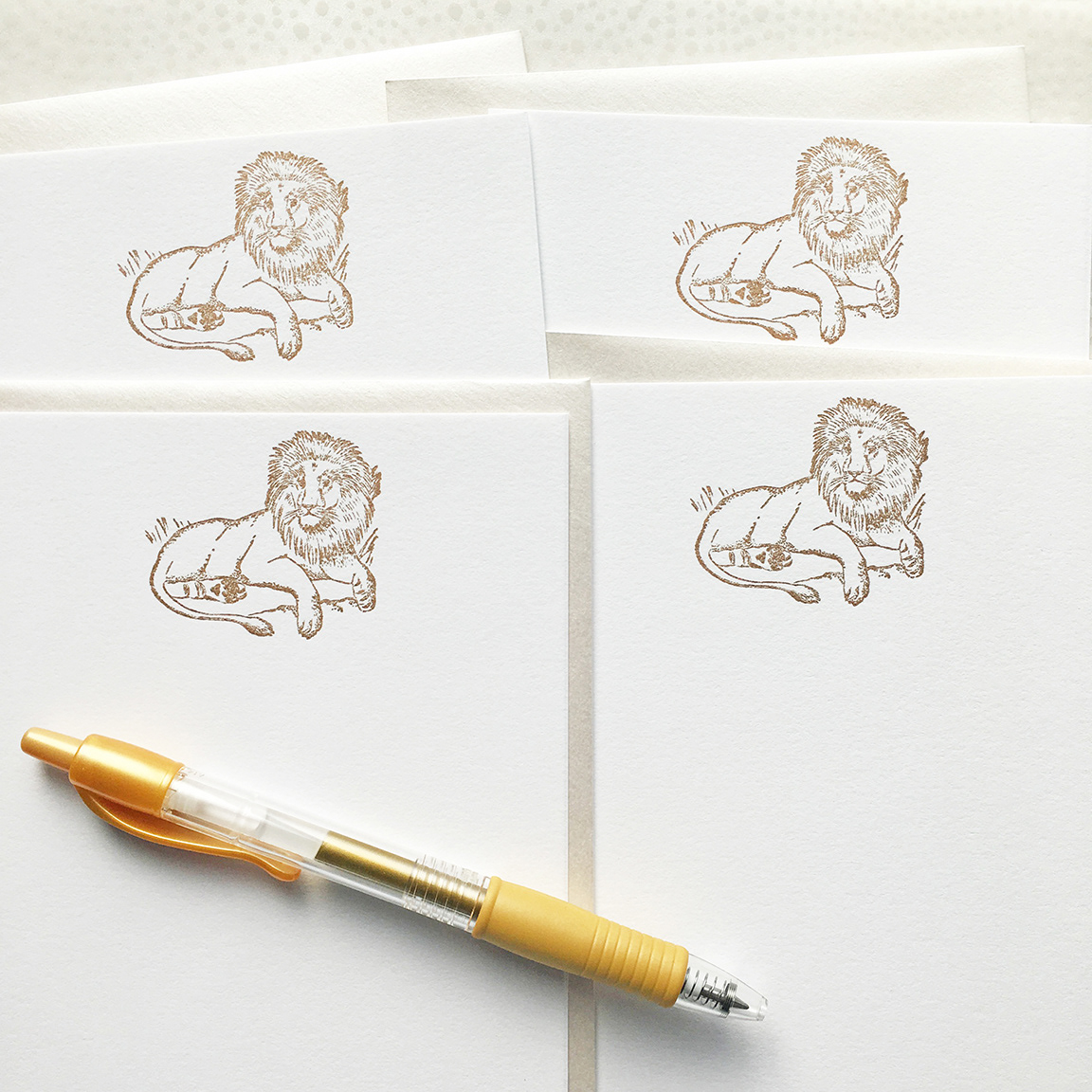 Letterpress lion notecards.