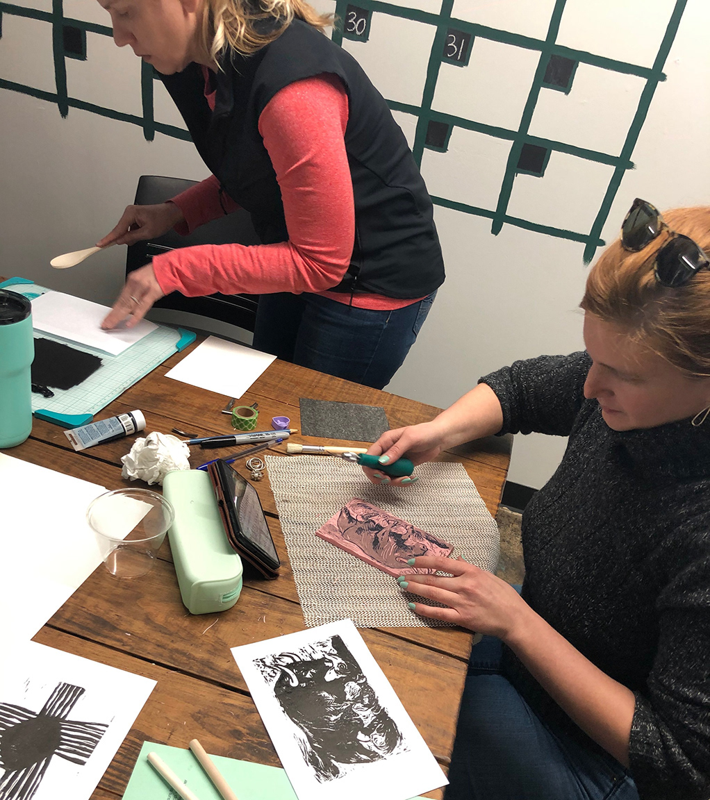 Students working.