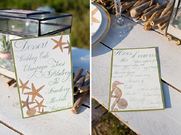 Menu shots from WellWed magazine.