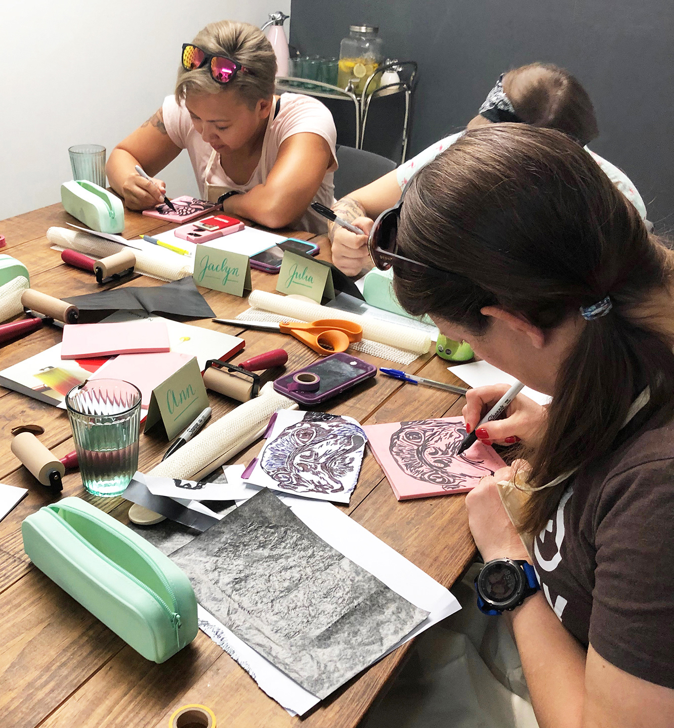 Students working.