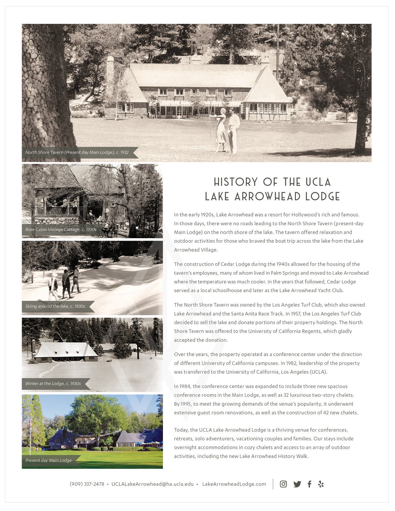 Flyer for history of the Lodge.