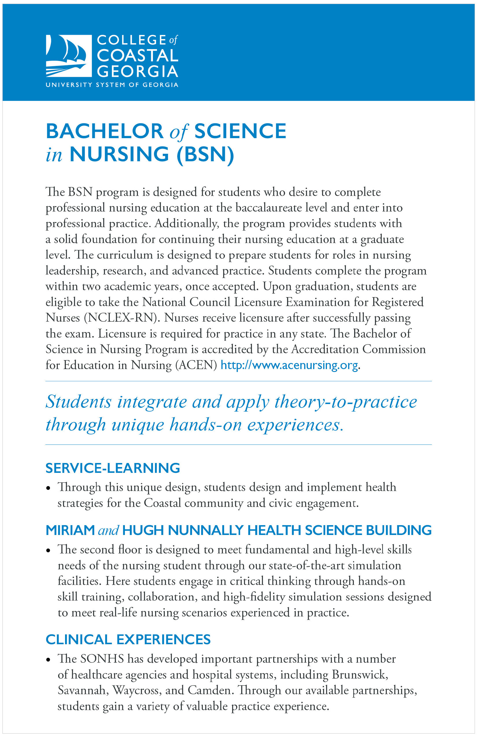 Example of information sheet. Developed type styles and formatting for entire piece.