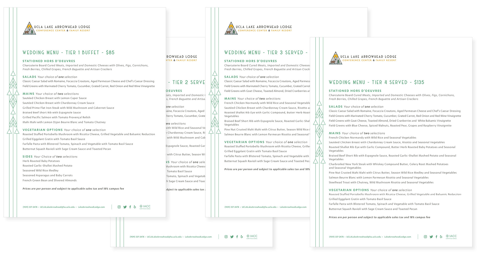 Wedding menu design for meal options.
