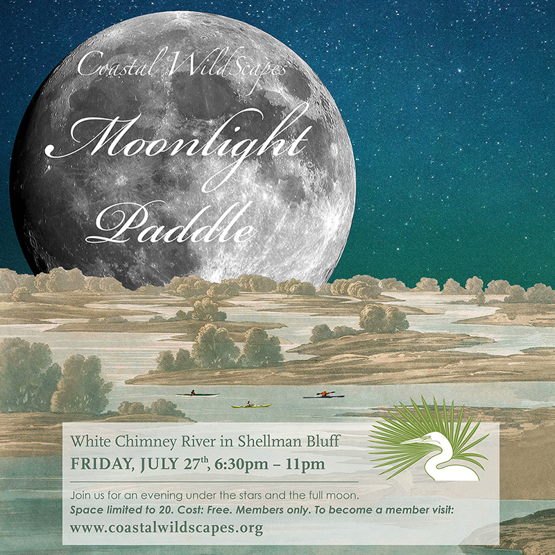Social media ad for Coastal WildScapes moonlight paddle event.