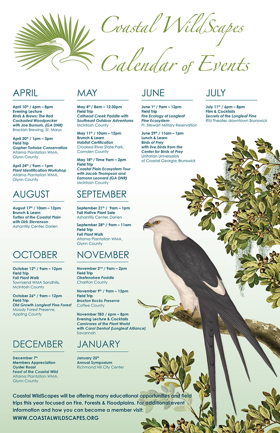 11x17 poster for 2019 Coastal Wildscapes' events.