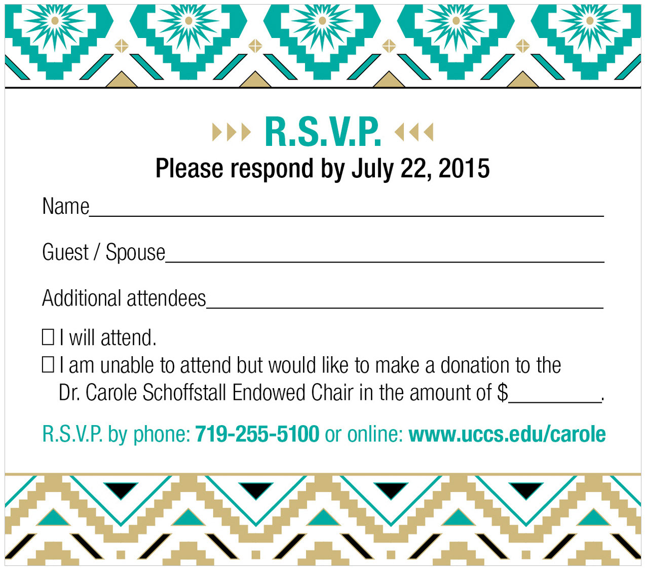 Example of an invitation design; front of the RSVP card.