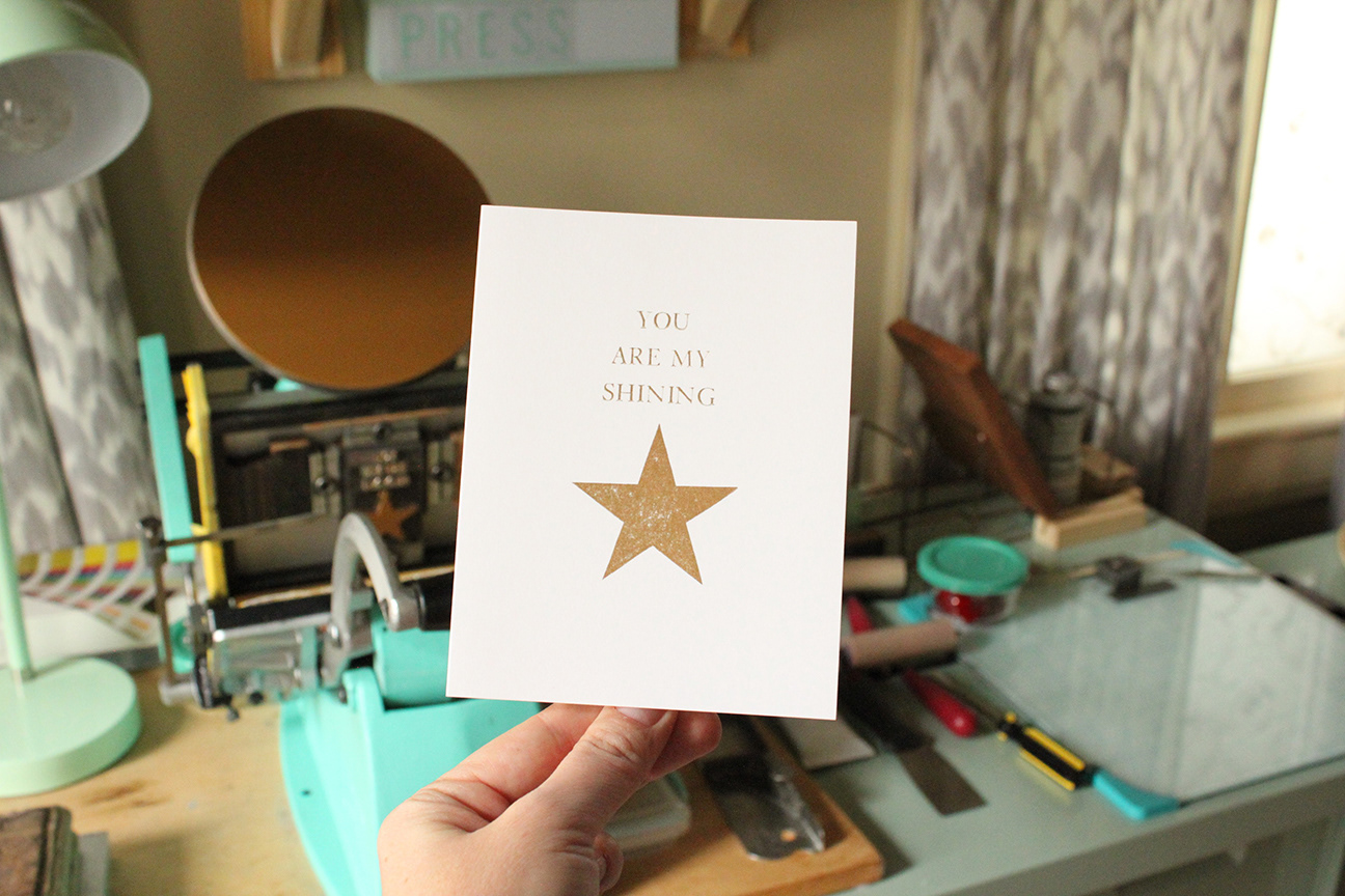 You are my shining star letterpress card.