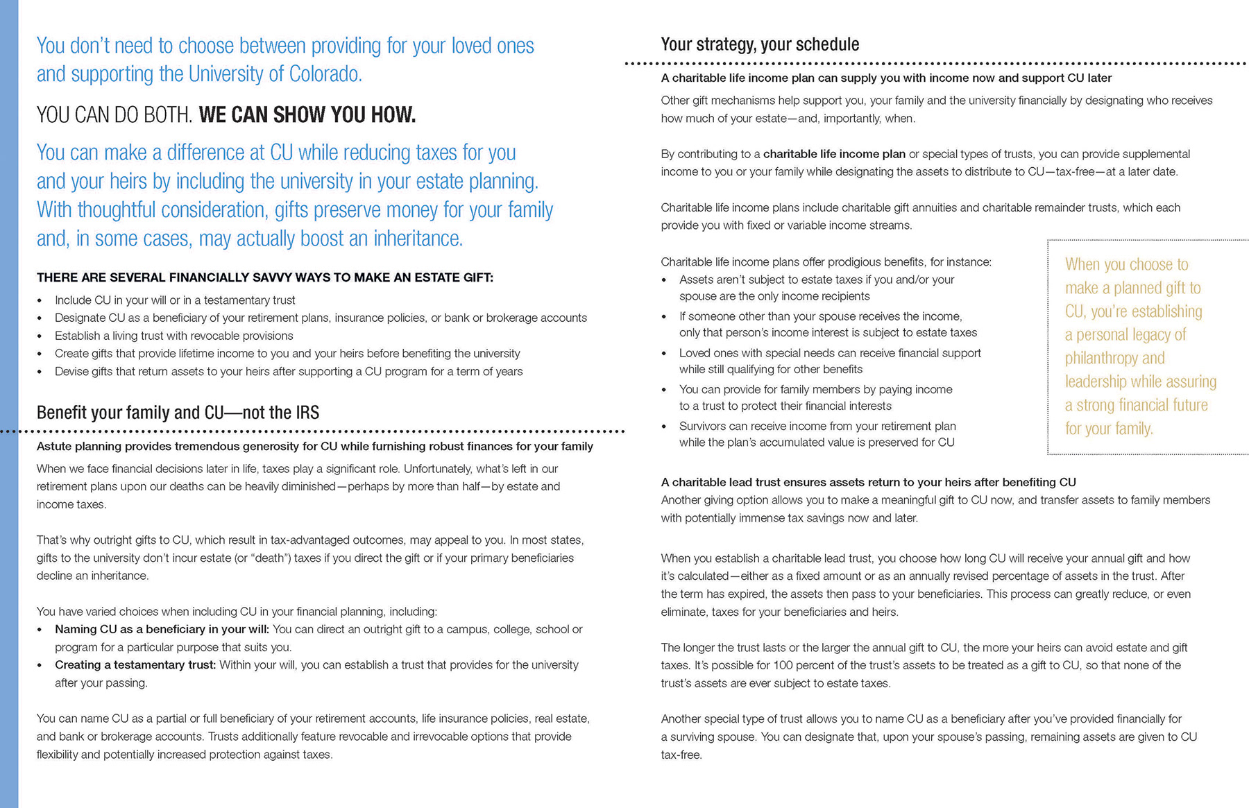 Interior layout of estate planning guide brochure.