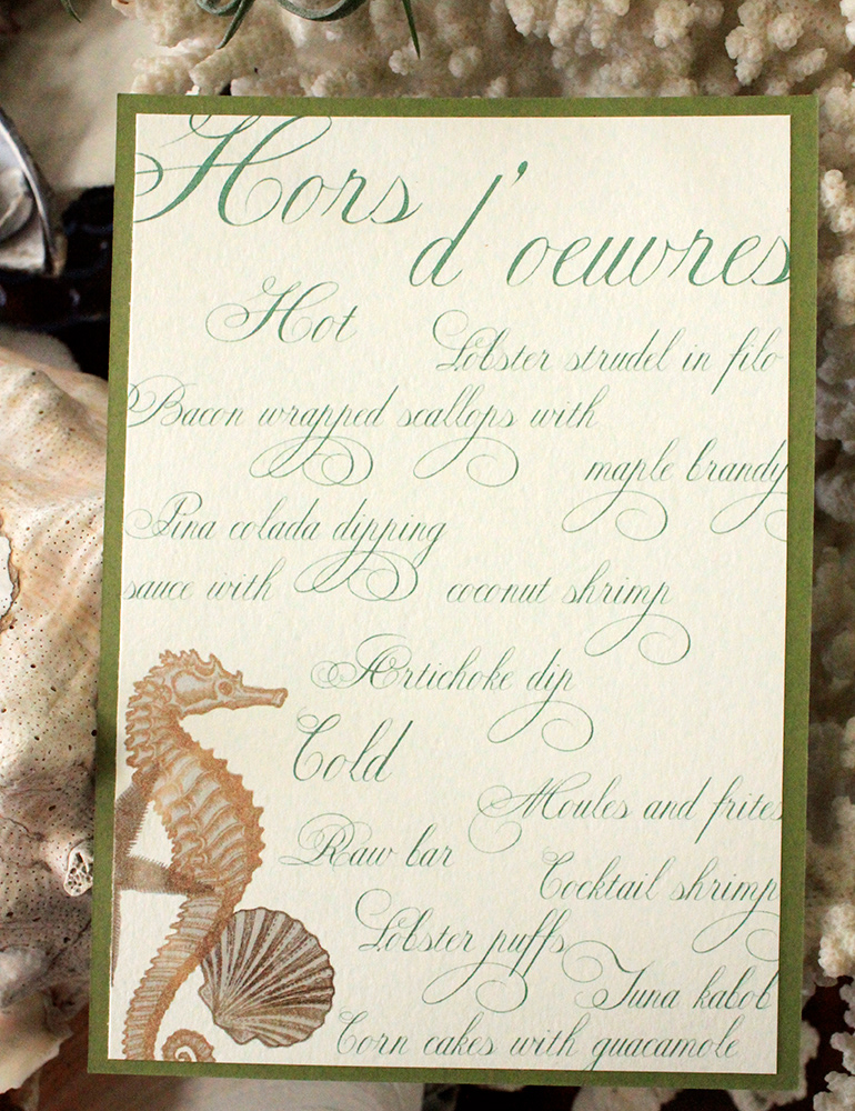 Hors d'oeuvres menu.