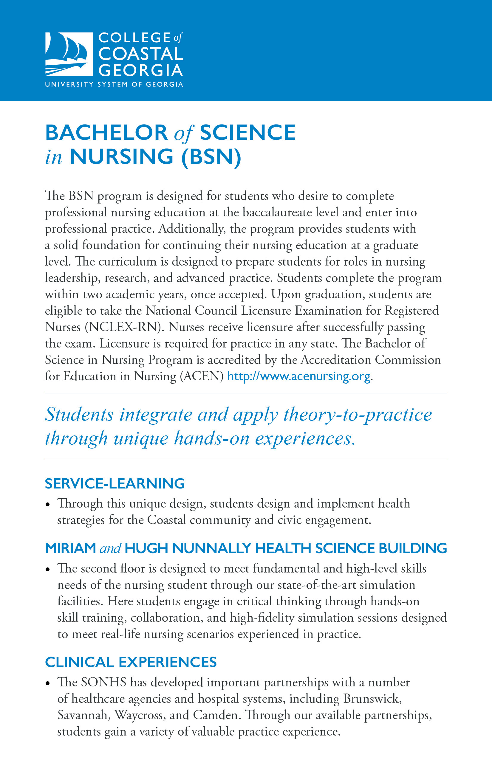 Example of information sheet. Developed type styles and formatting for entire piece.