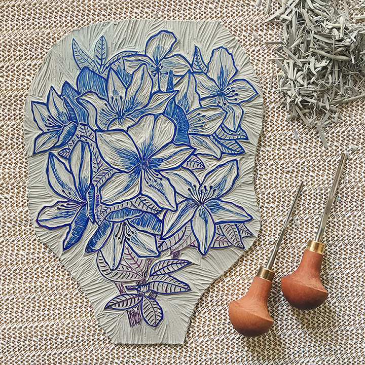 Completed azalea carving.