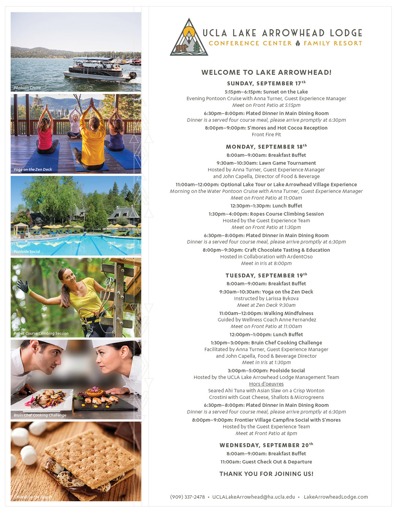 Agenda for press tour of property.