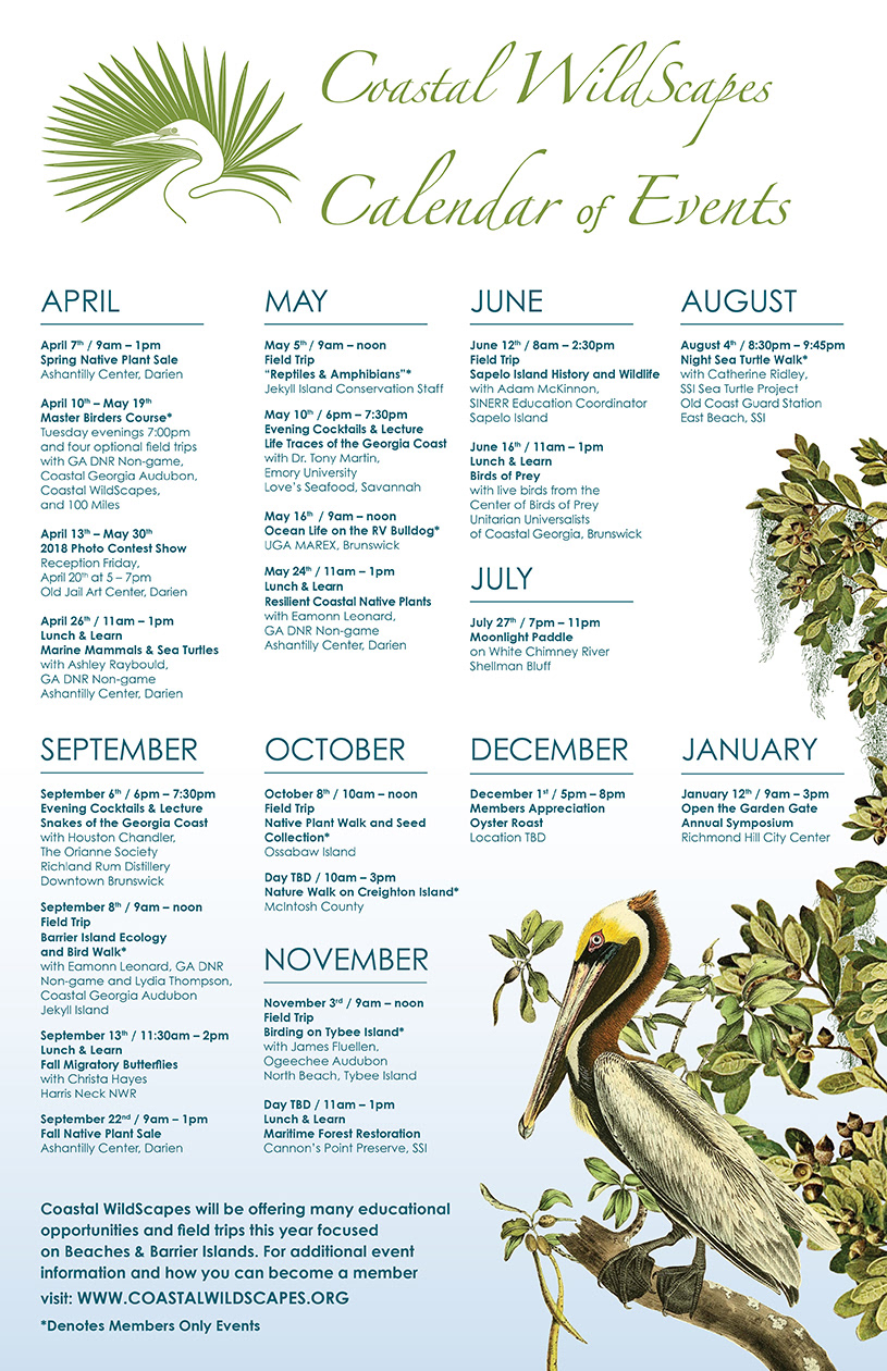 11x17 poster for 2018 Coastal Wildscapes' events.