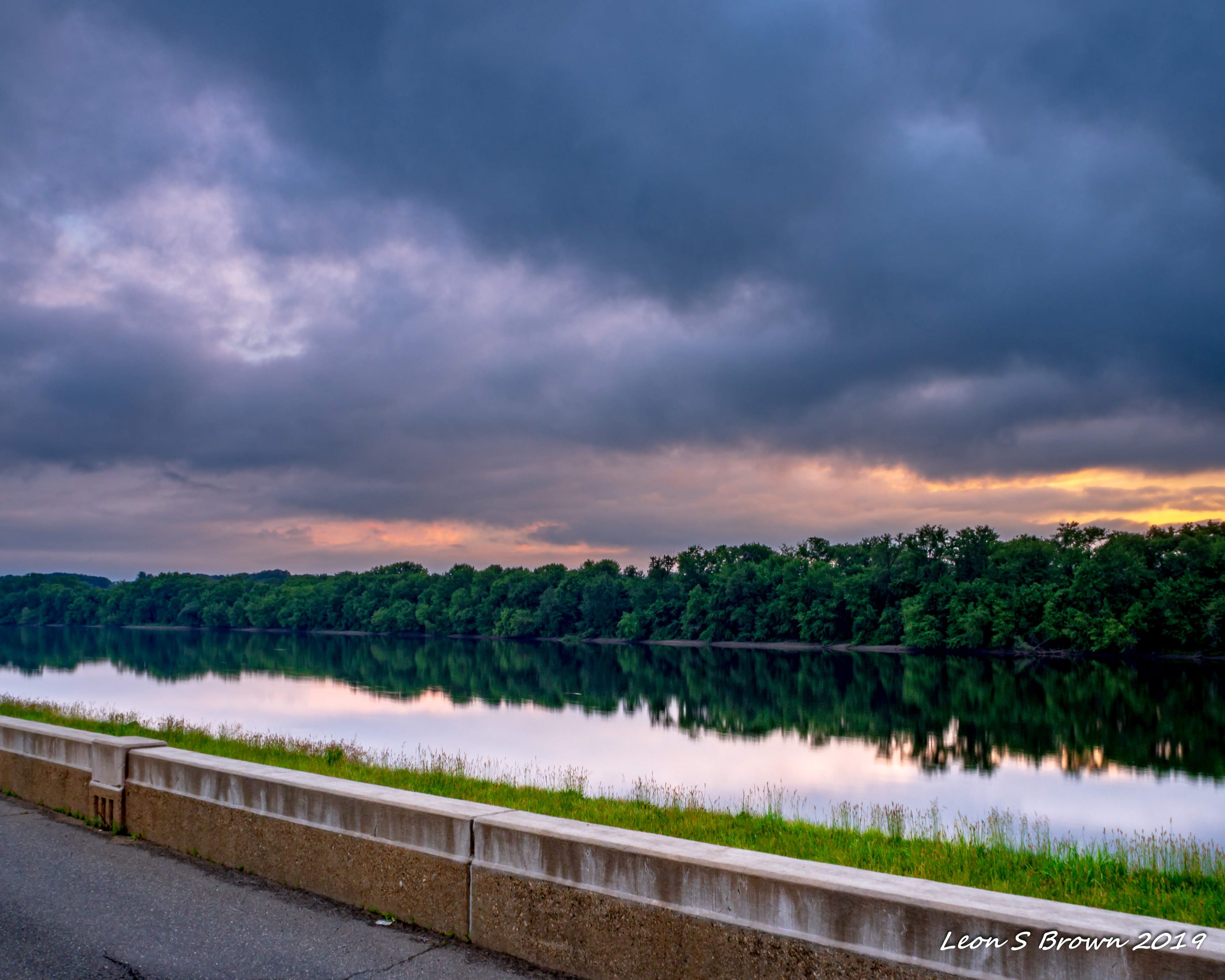 Sunset over the Connecticut River in Chicopee MA 