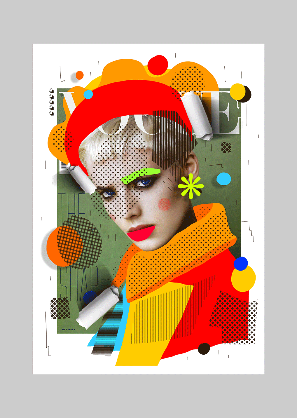 I love the pop of colour and the doodle bomb style. I feel like layering bright colours on top of an image is a nice Idea.