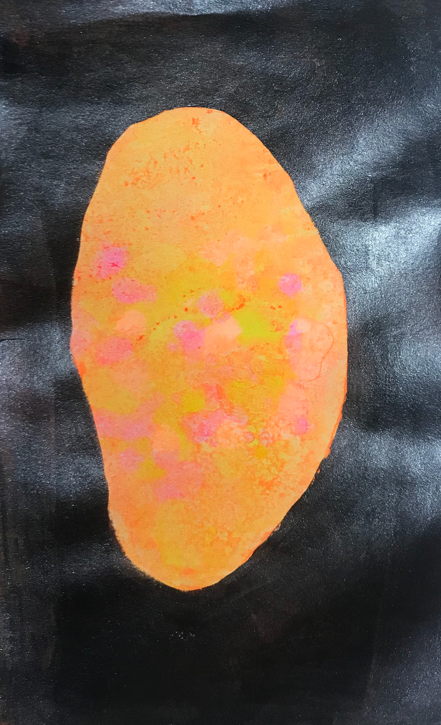This is a print onto another peice of paper using the butterfly effect I did. I then decied to paint a black glitter around it as I want to see the conrast of colours.